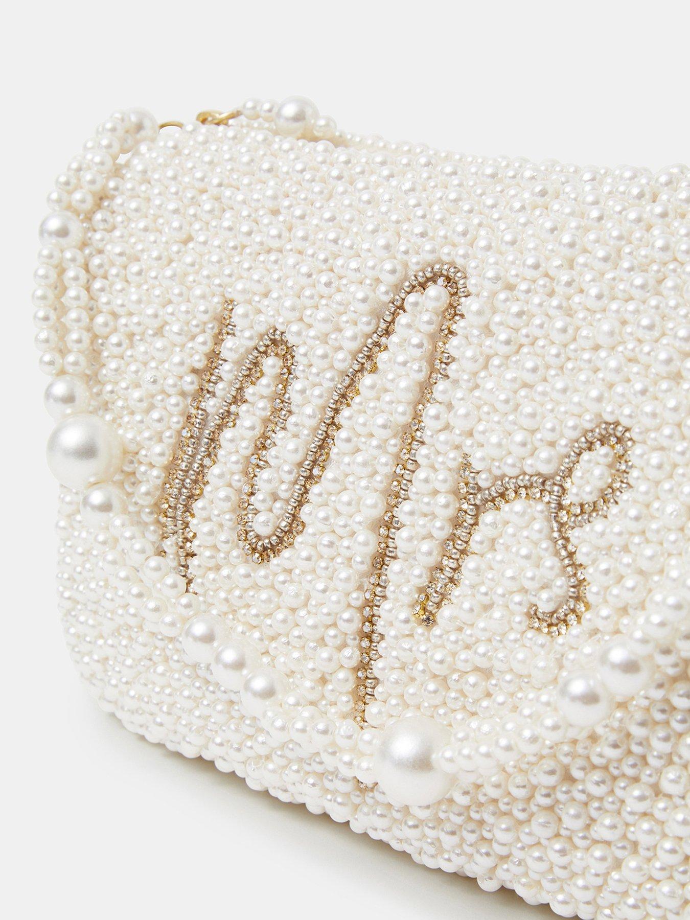  image of accessorize-mrs-beaded-pearl-handheld-bag