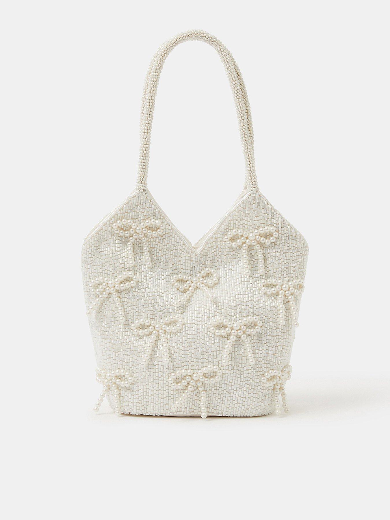 Accessorize Pearl Bow Beaded Bridal Bag