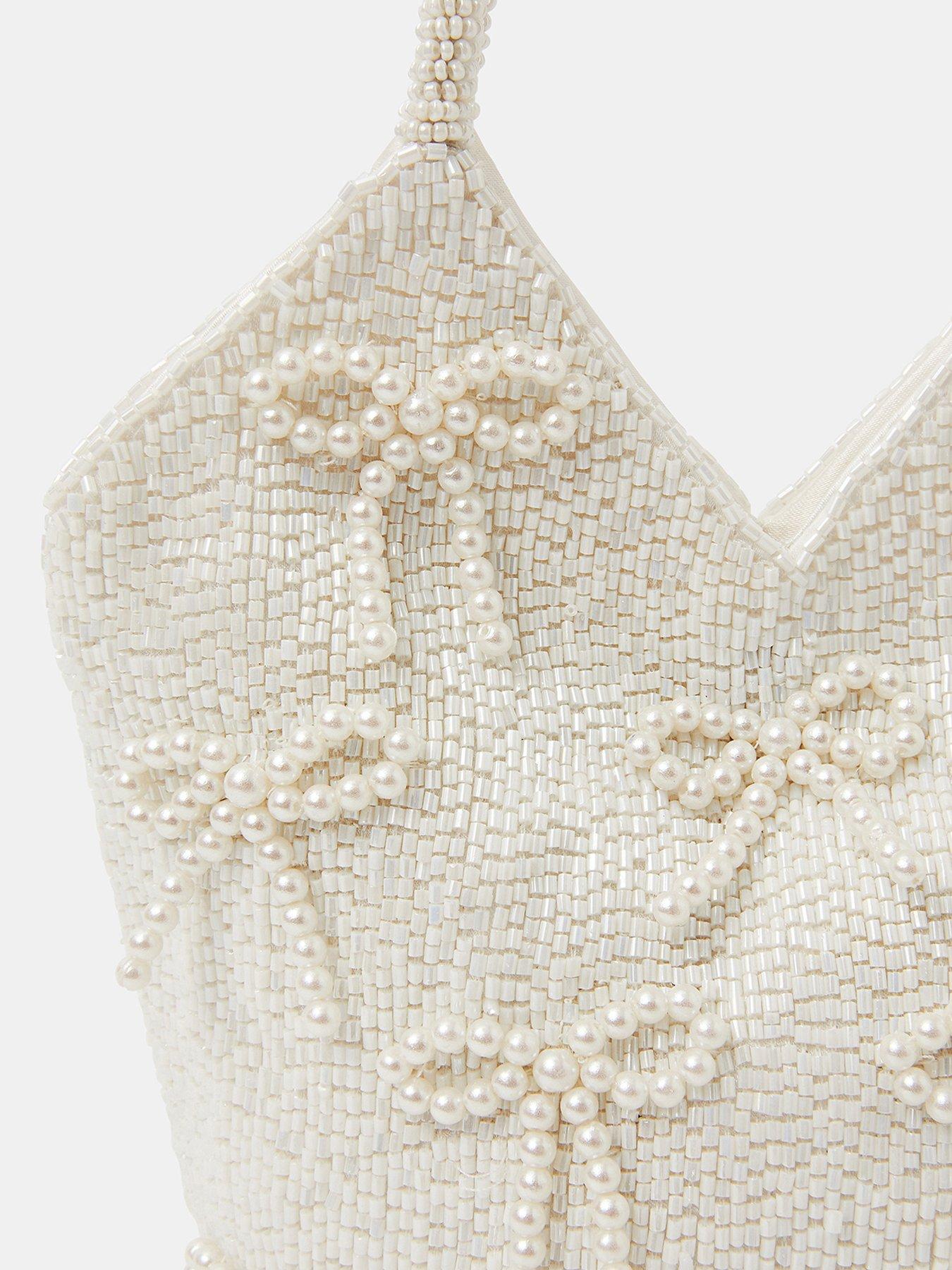 Image 3 of 4 of Accessorize Pearl Bow Beaded Bridal Bag