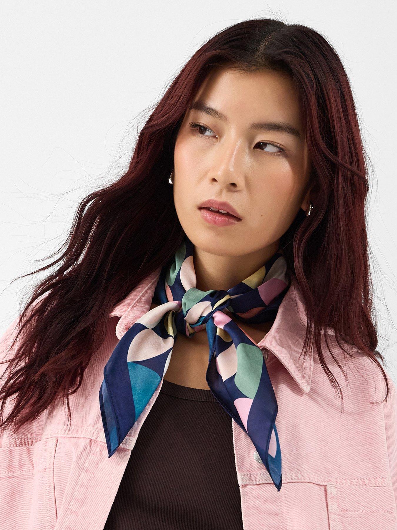 stillFront image of accessorize-retro-spot-square-satin-scarf