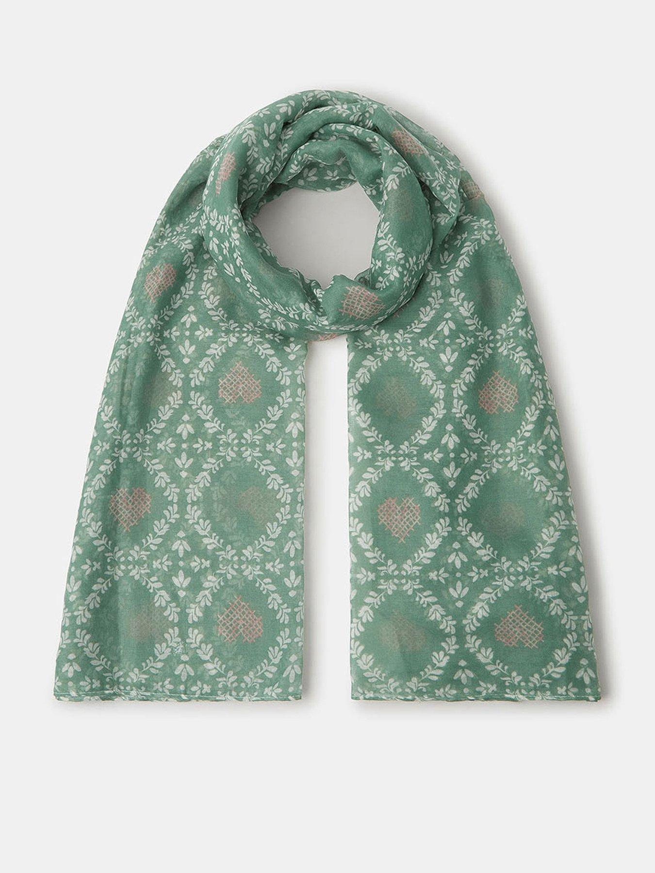 Image 1 of 3 of Accessorize Lightweight Cross Stitch Heart Print Scarf