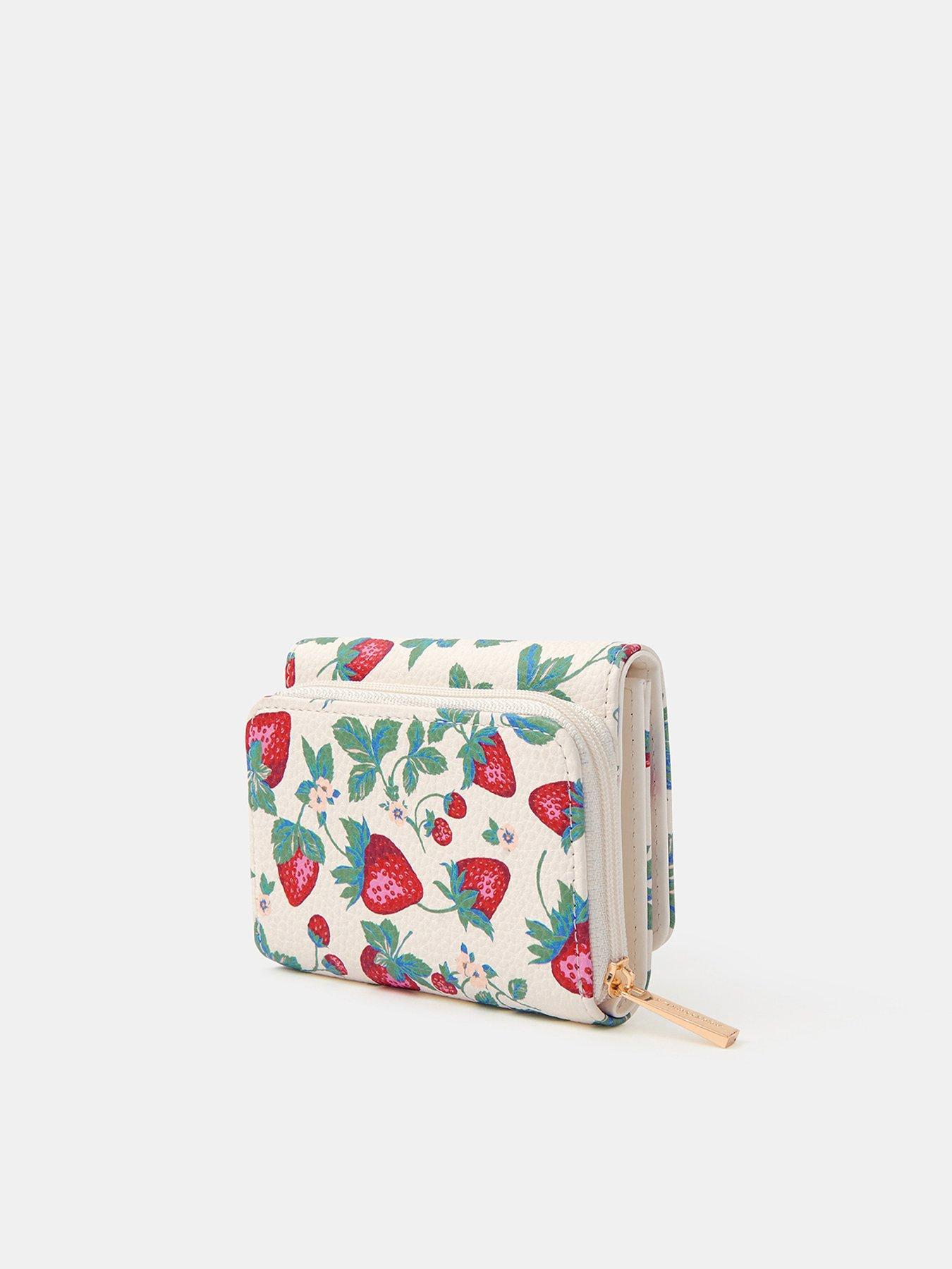 back image of accessorize-strawberry-print-tri-fold-purse