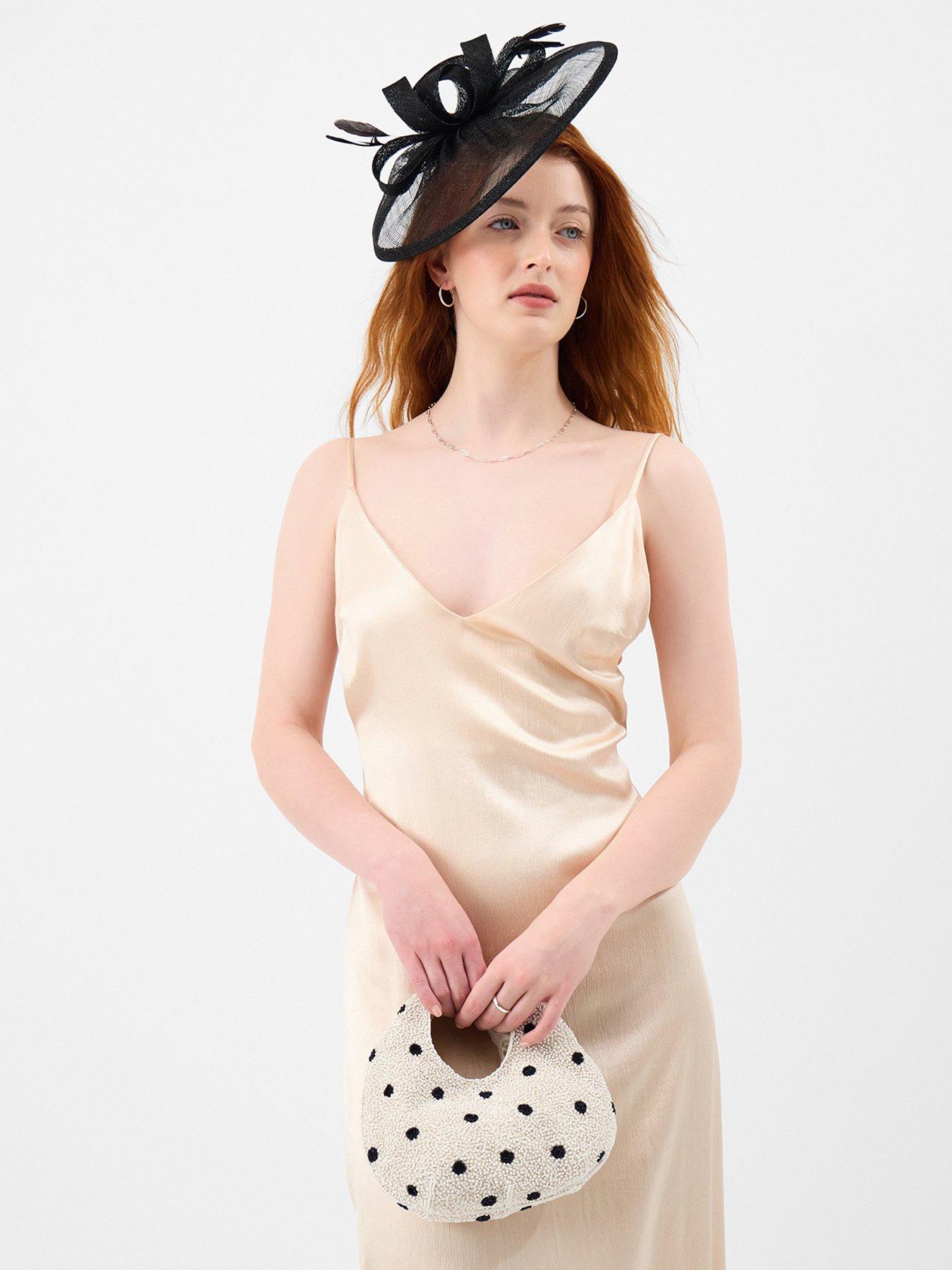  image of accessorize-polka-dot-beaded-handheld-bag