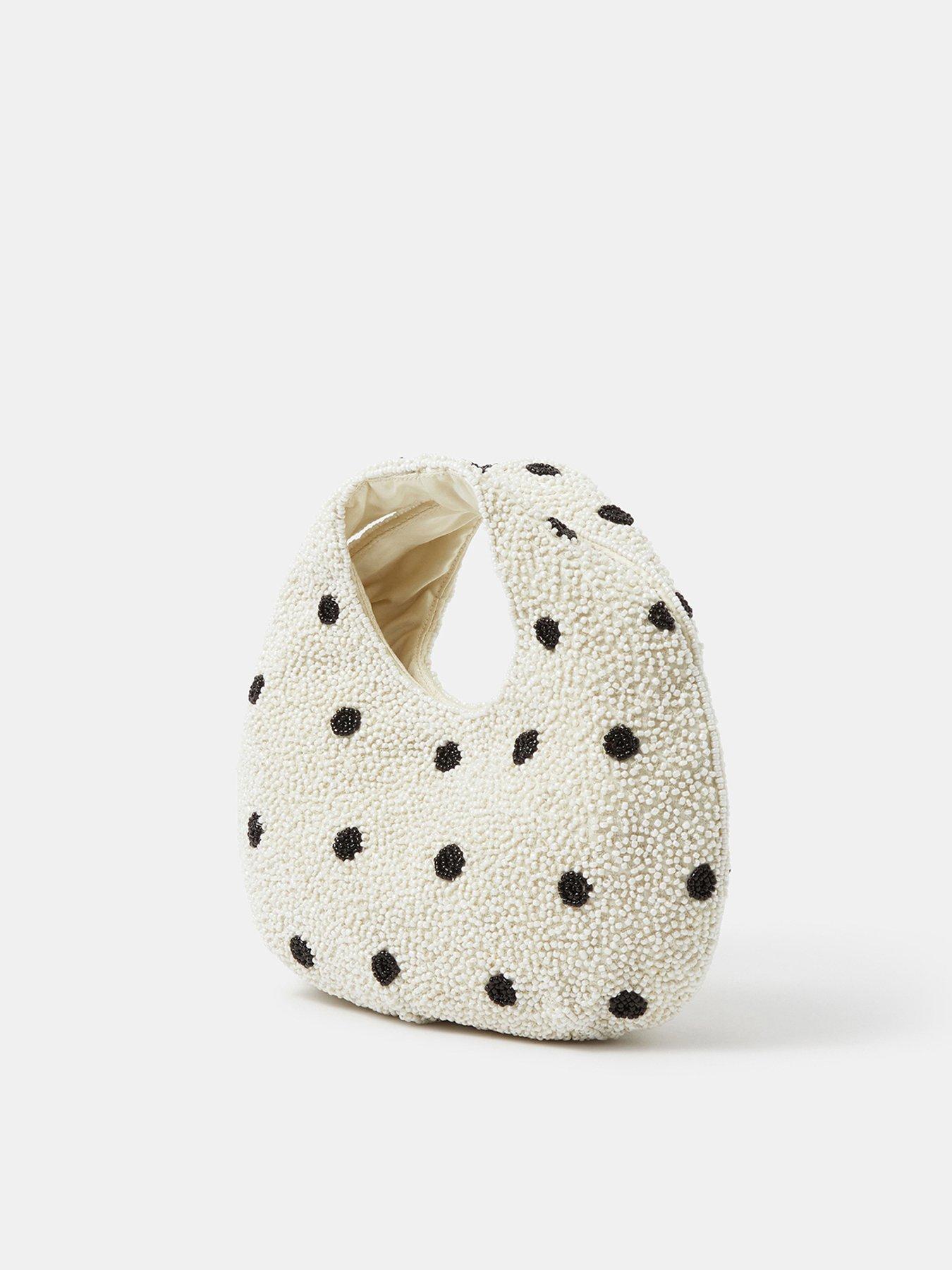  image of accessorize-polka-dot-beaded-handheld-bag