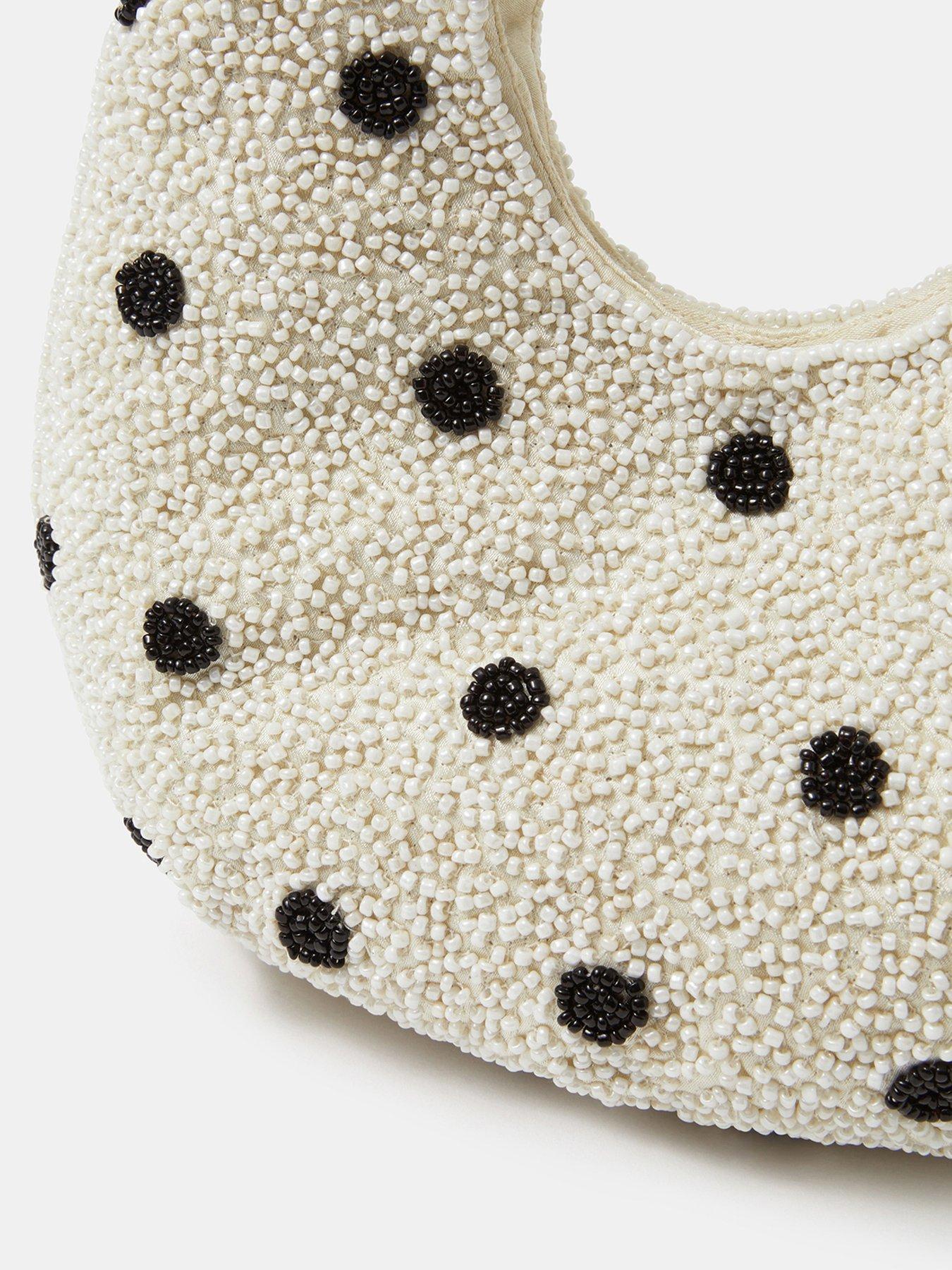  image of accessorize-polka-dot-beaded-handheld-bag