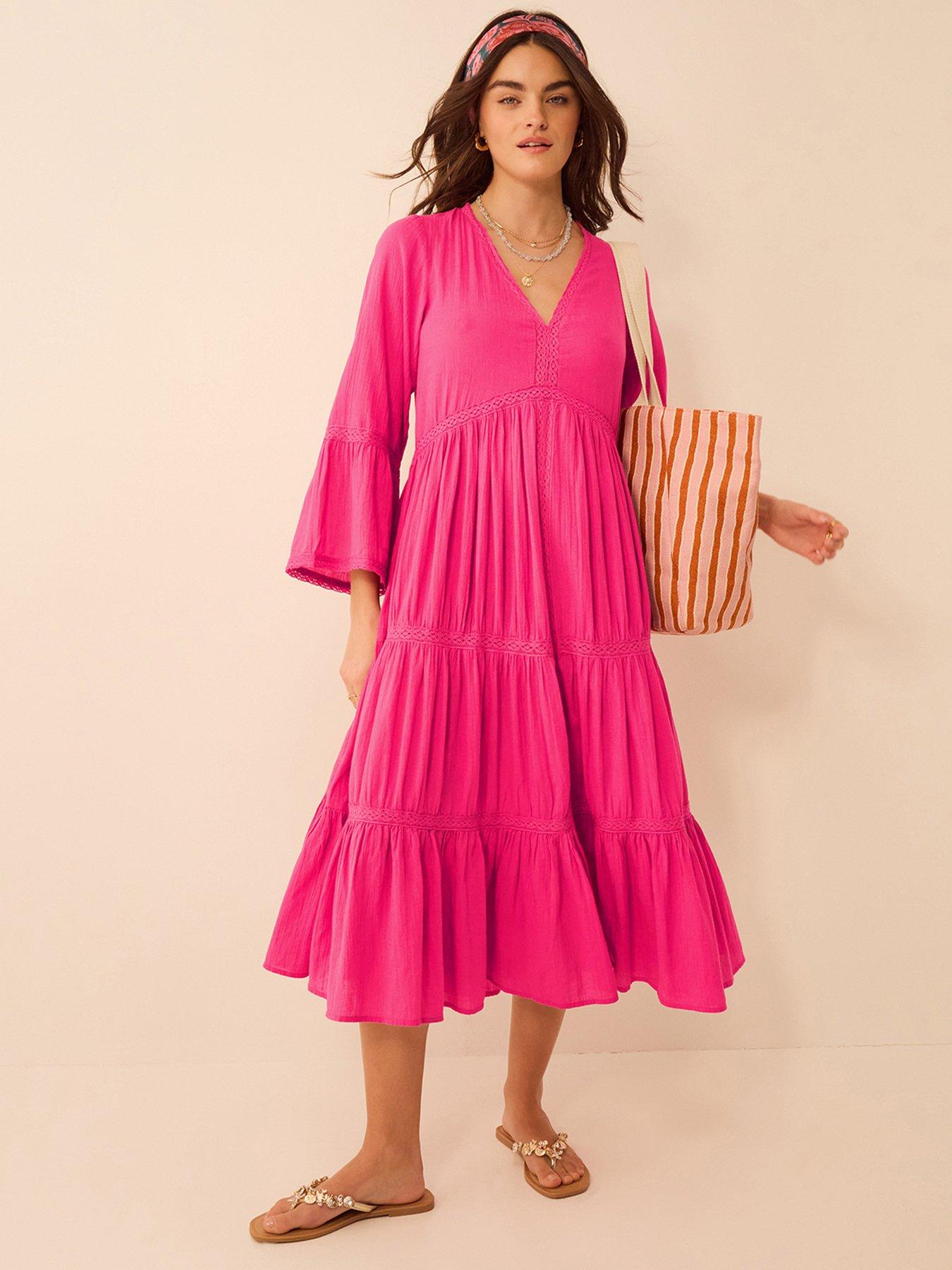 Accessorize Lace Trim Midi Beach Dress