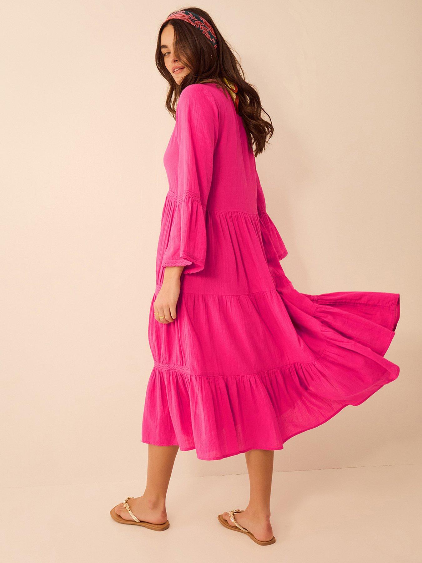  image of accessorize-lace-trim-midi-beach-dress