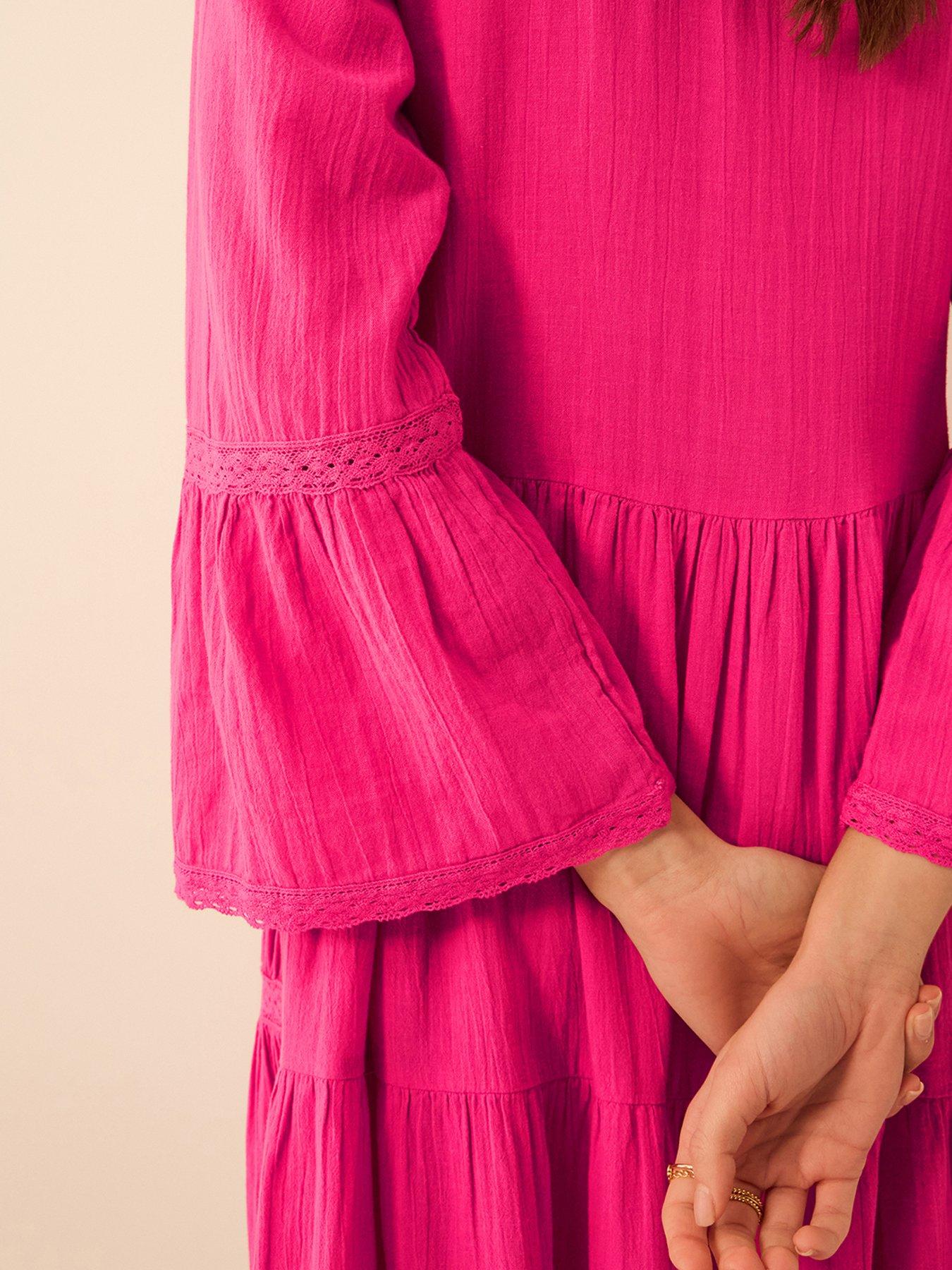  image of accessorize-lace-trim-midi-beach-dress