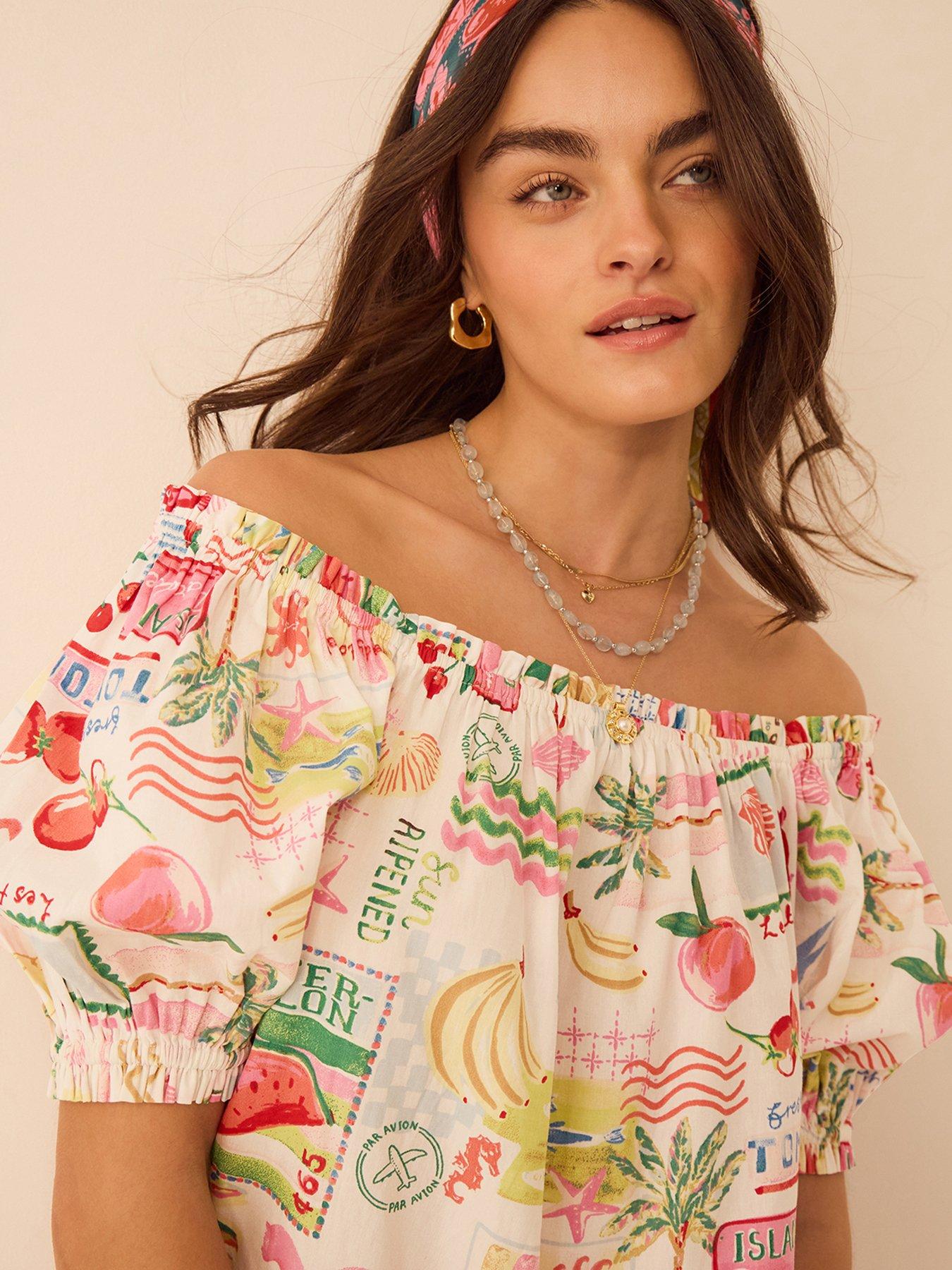  image of accessorize-summer-print-puff-sleeve-mini-dress