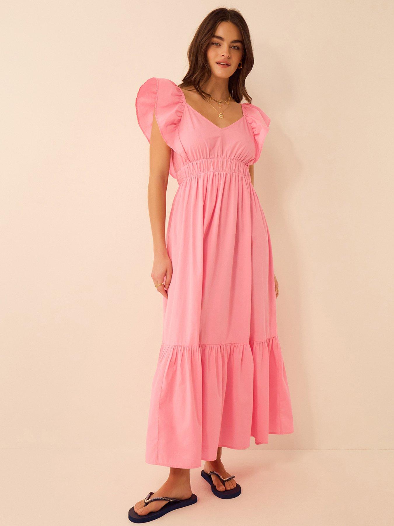 front image of accessorize-ruffle-cotton-midi-dress