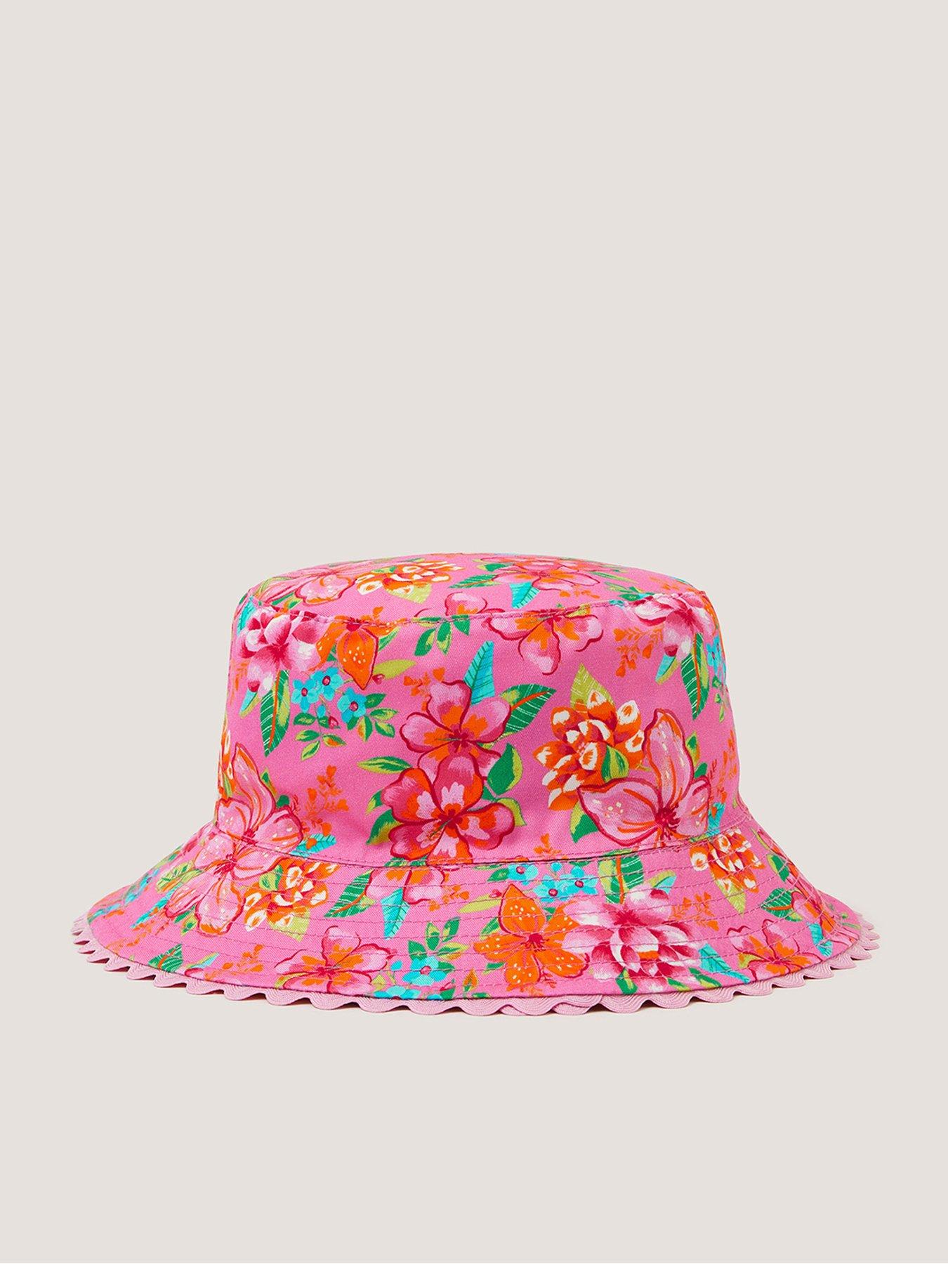 back image of monsoon-girls-tropical-flower-reversible-hat-multi