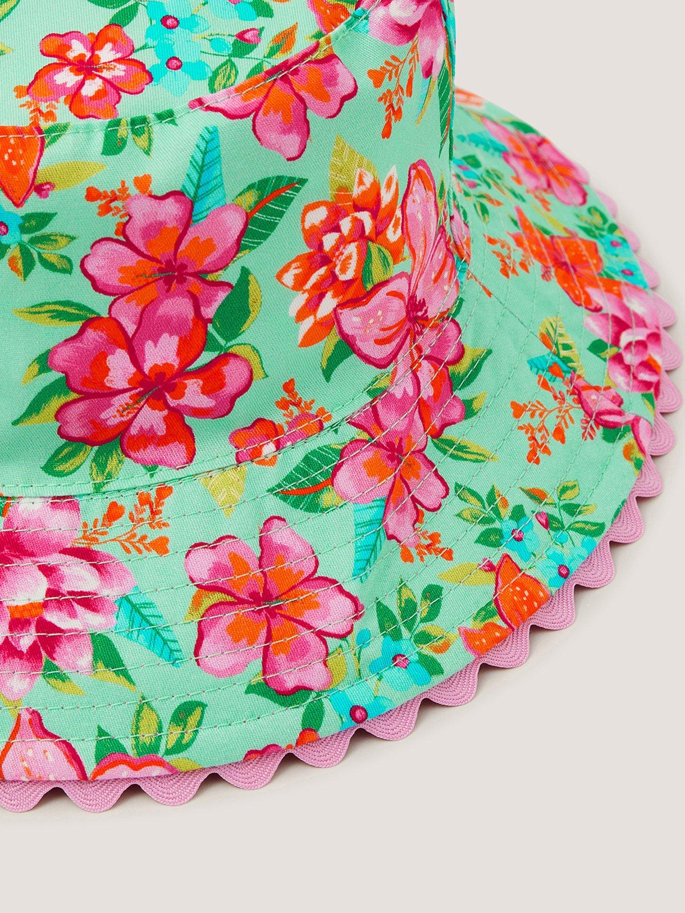  image of monsoon-girls-tropical-flower-reversible-hat-multi