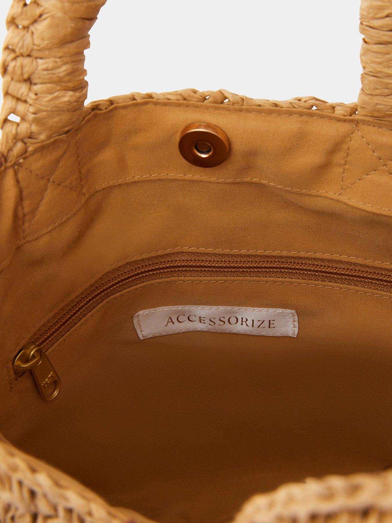 Image 5 of 5 of Accessorize Floral Embroidered Raffia Bag