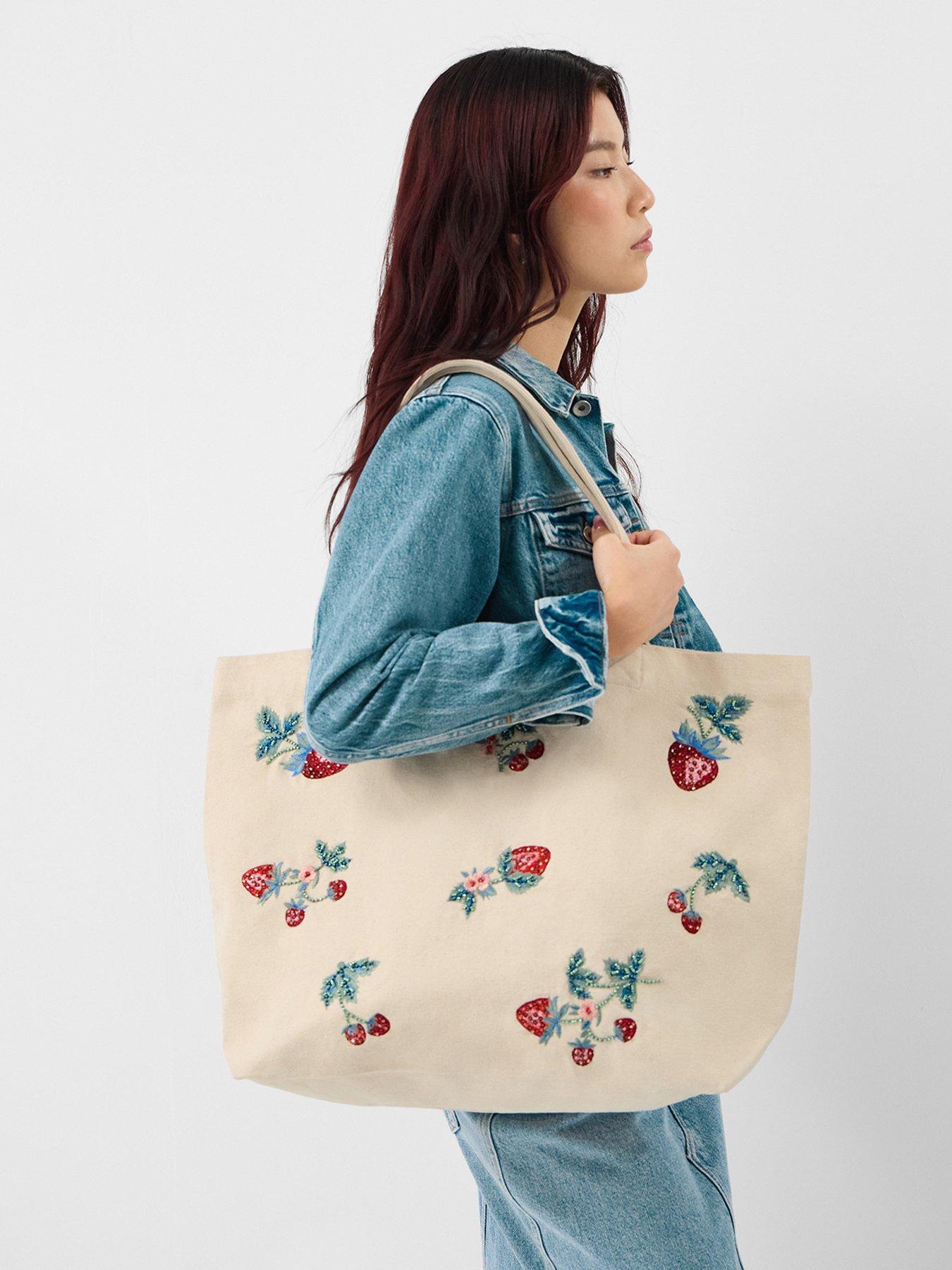 stillFront image of accessorize-strawberry-embellished-shopper-bag