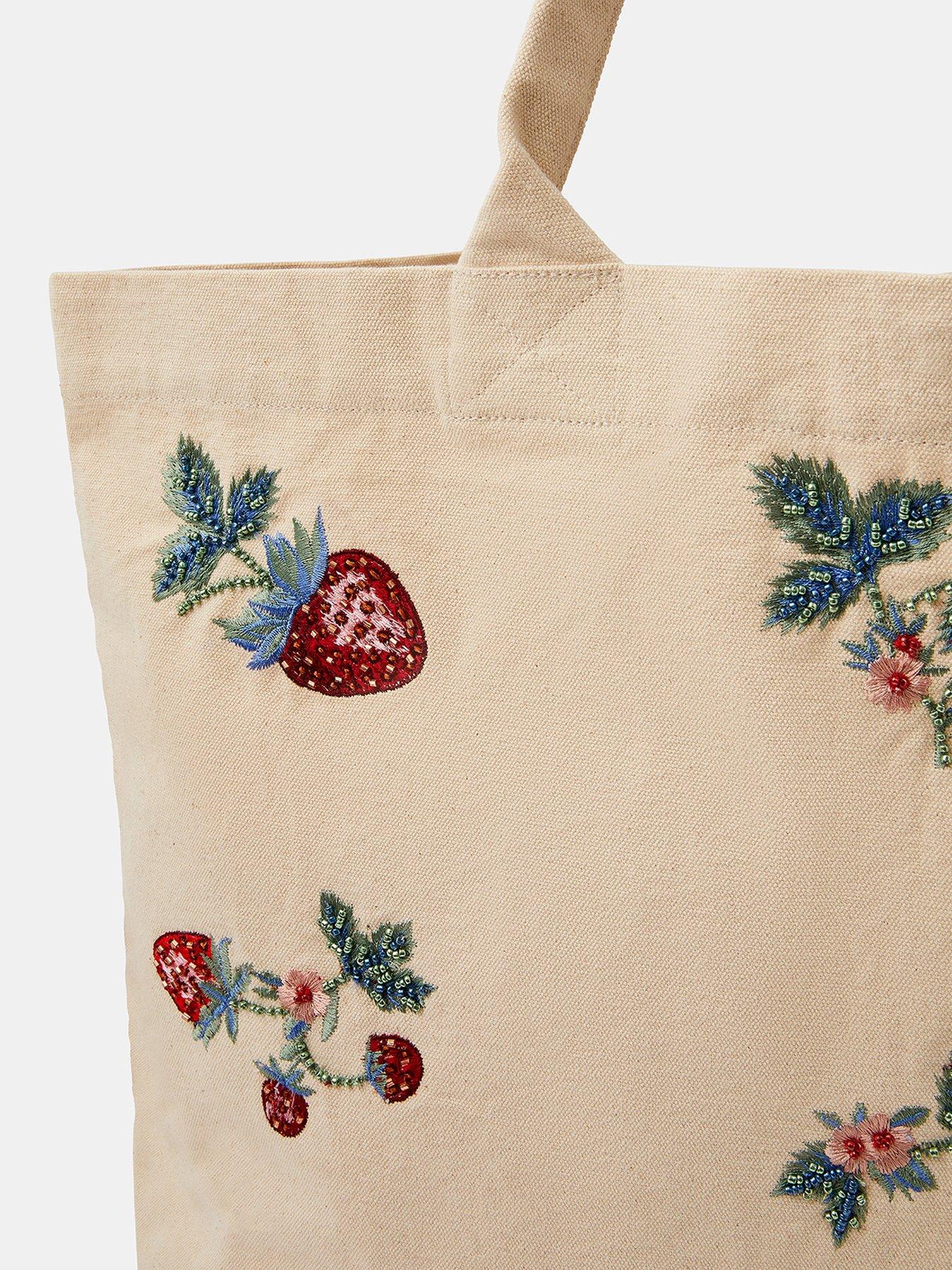 image of accessorize-strawberry-embellished-shopper-bag