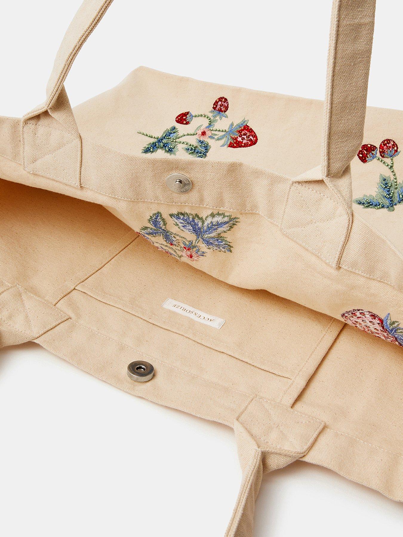  image of accessorize-strawberry-embellished-shopper-bag