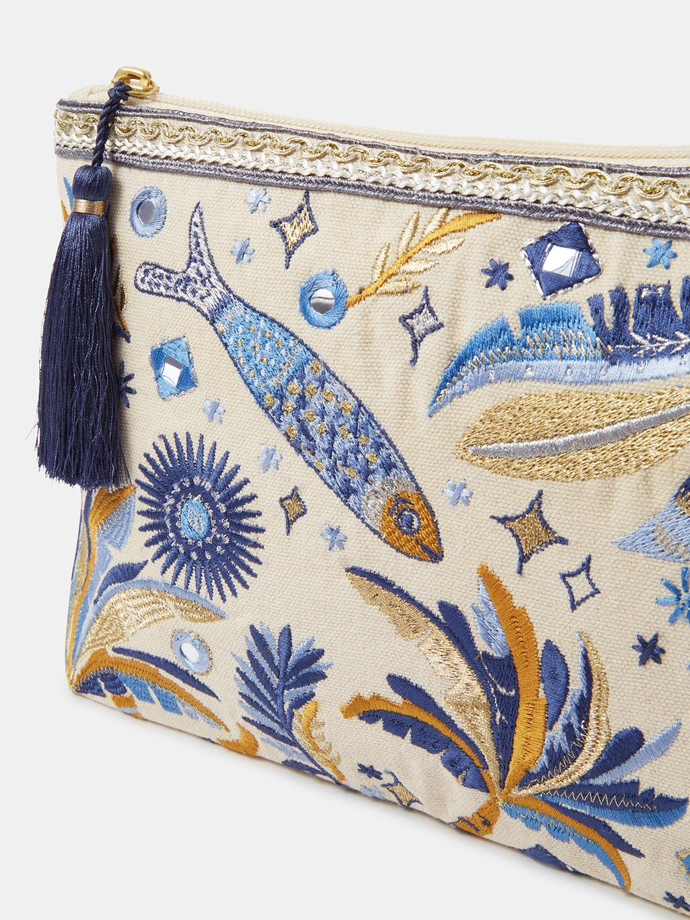  image of accessorize-embroidered-tropical-fish-pouch