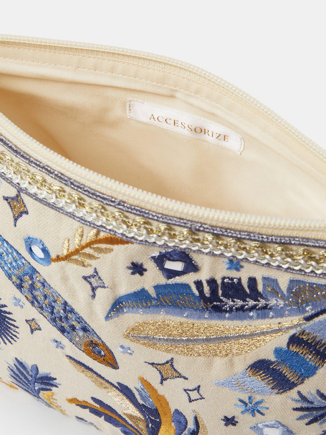  image of accessorize-embroidered-tropical-fish-pouch