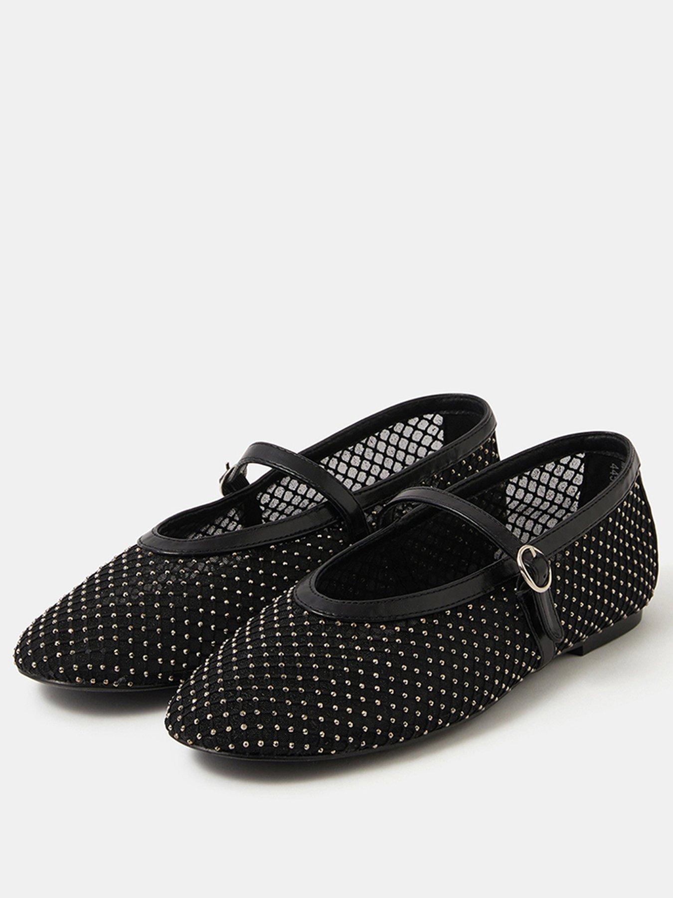  image of accessorize-rhinestone-mesh-mary-jane-ballet-flats