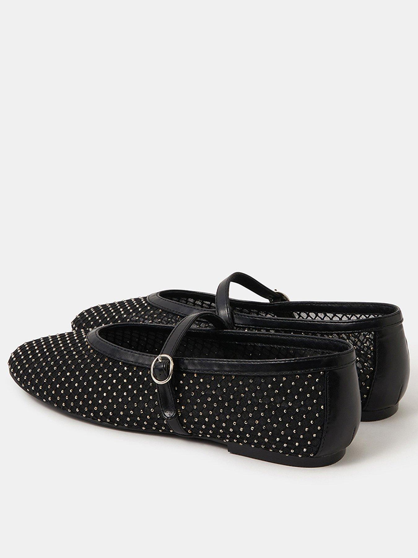  image of accessorize-rhinestone-mesh-mary-jane-ballet-flats