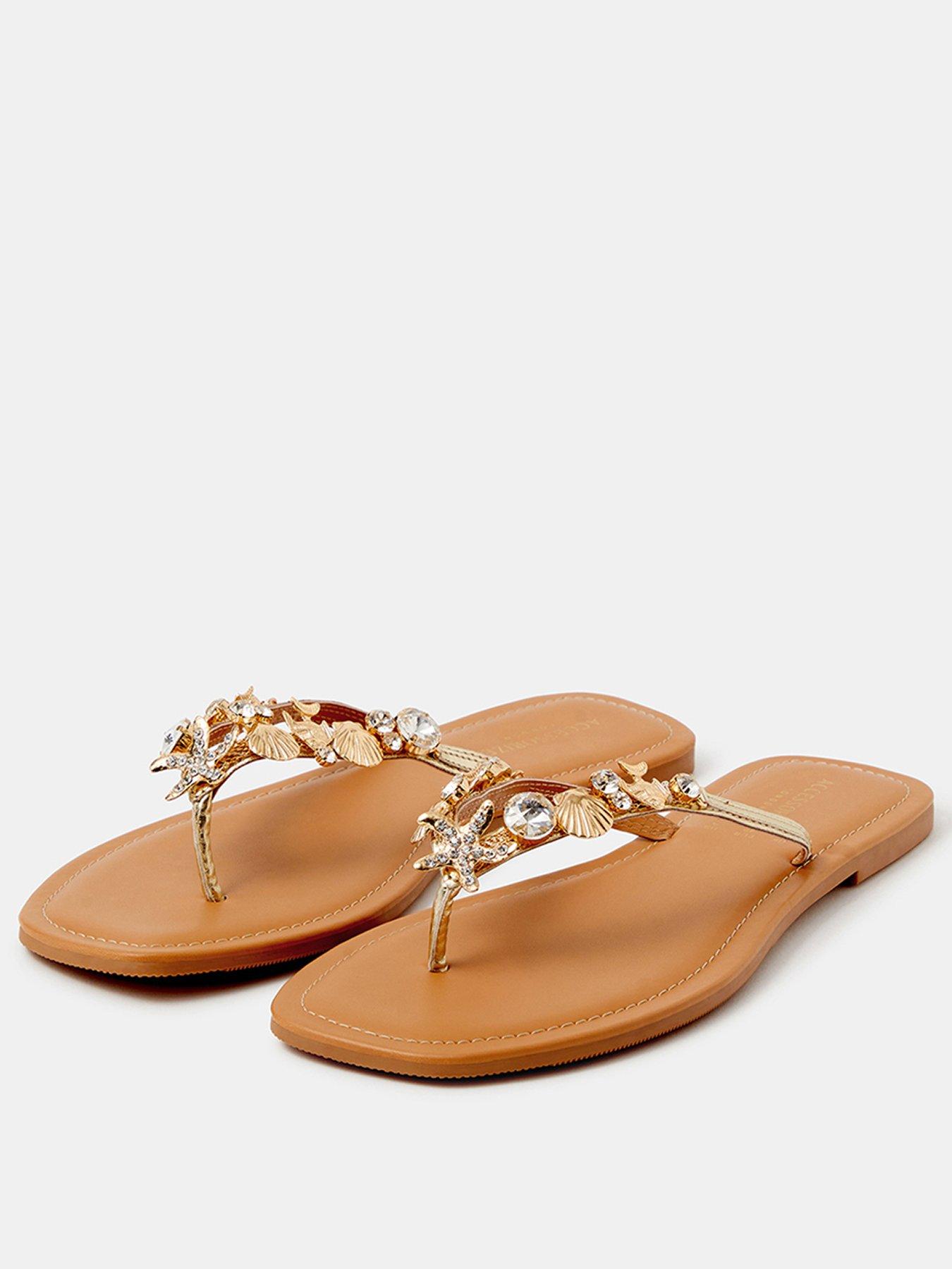Image 2 of 4 of Accessorize Sparkle Shell Embellished Sandals