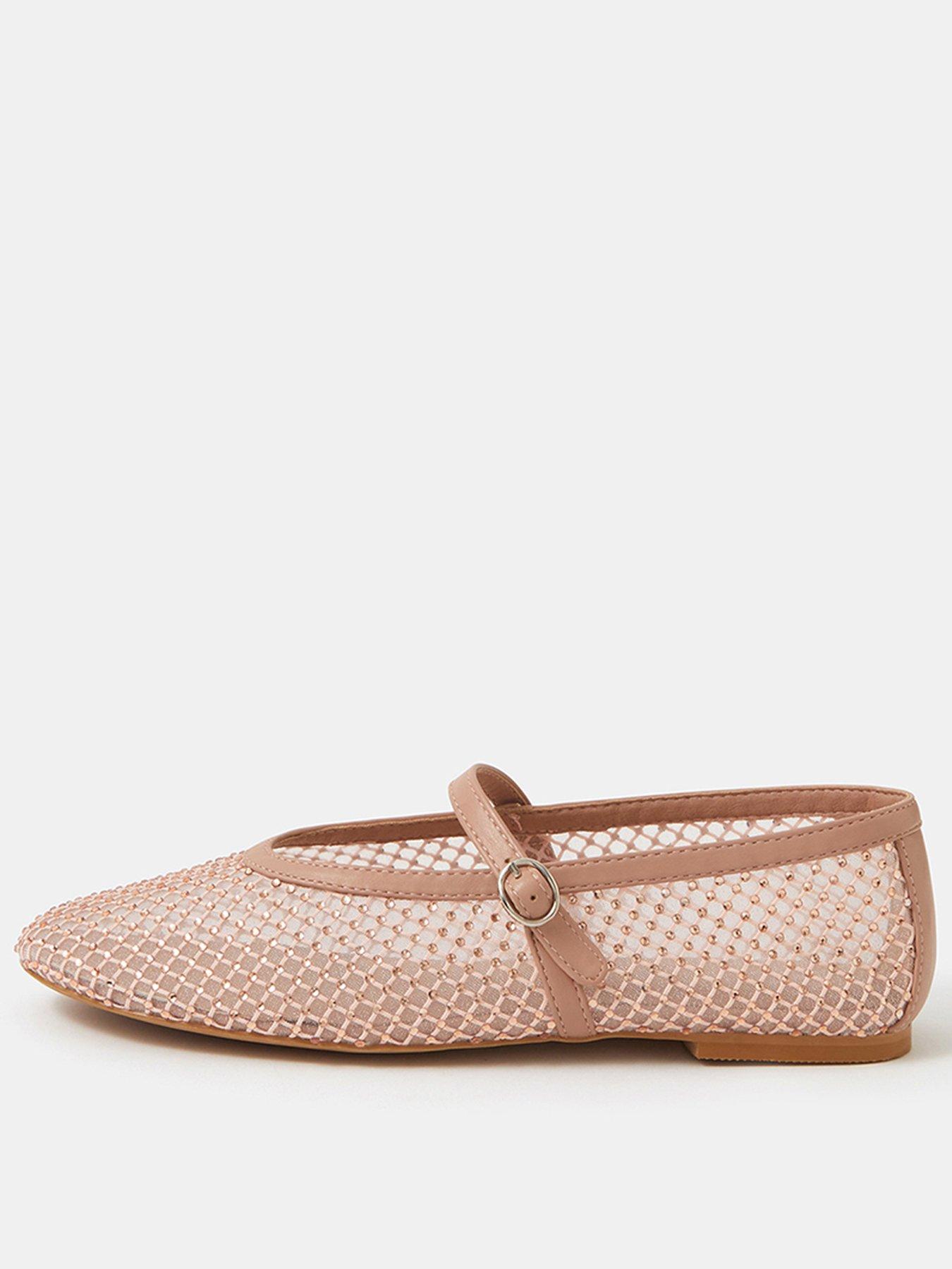  image of accessorize-rhinestone-mesh-mary-jane-ballet-flats