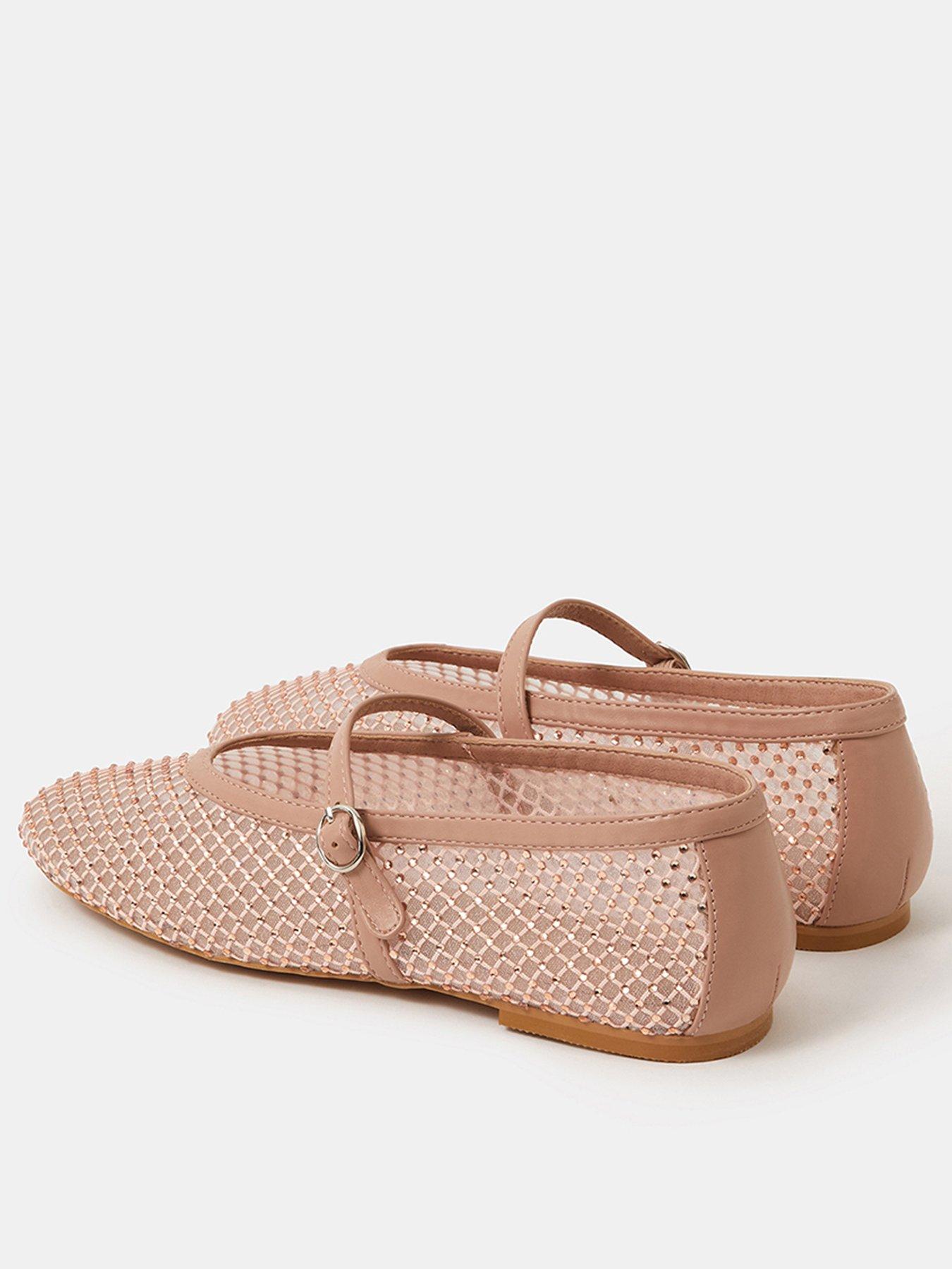  image of accessorize-rhinestone-mesh-mary-jane-ballet-flats