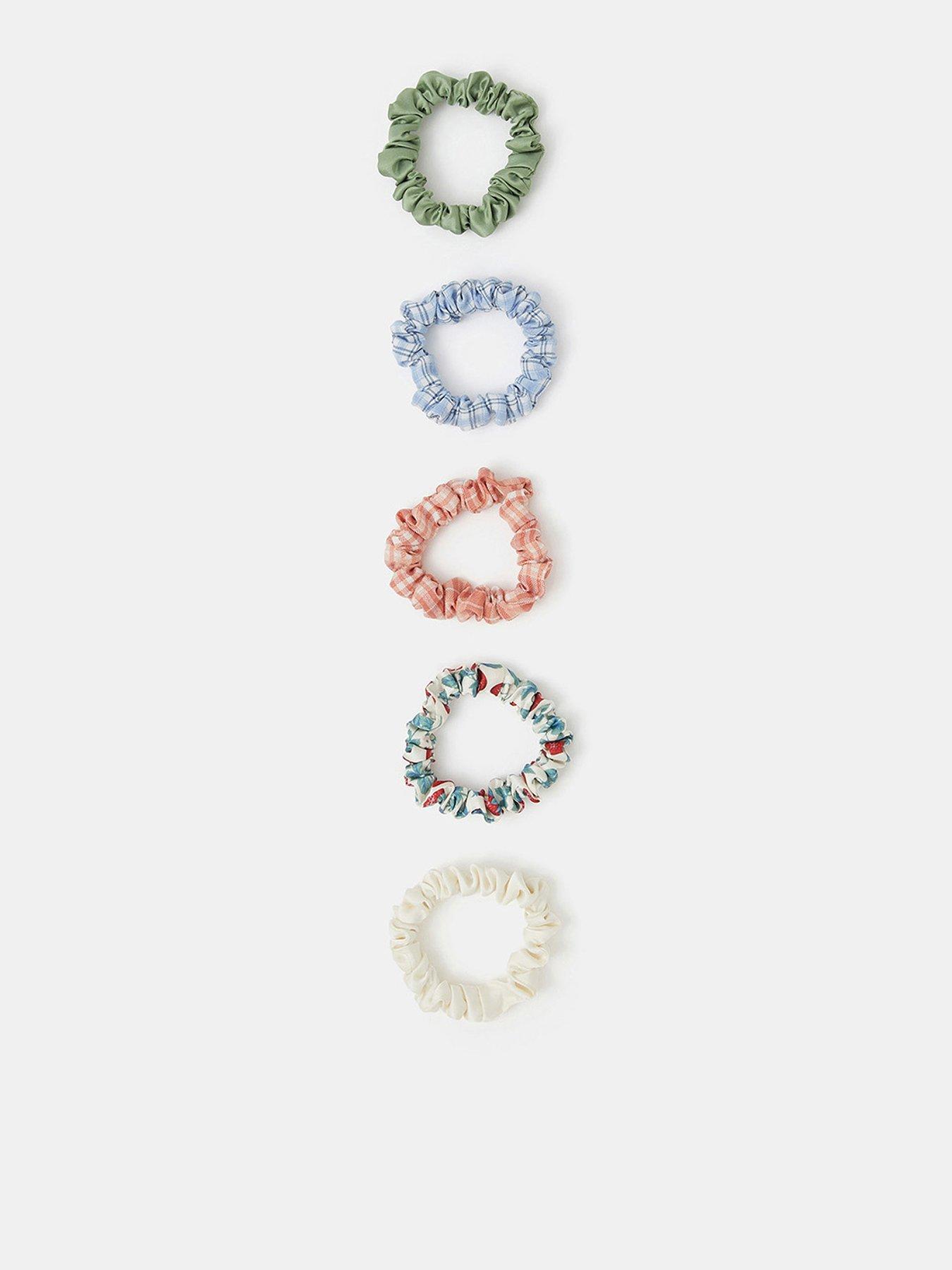Image 1 of 3 of Accessorize 5-pack Strawberry Check Hair Scrunchies