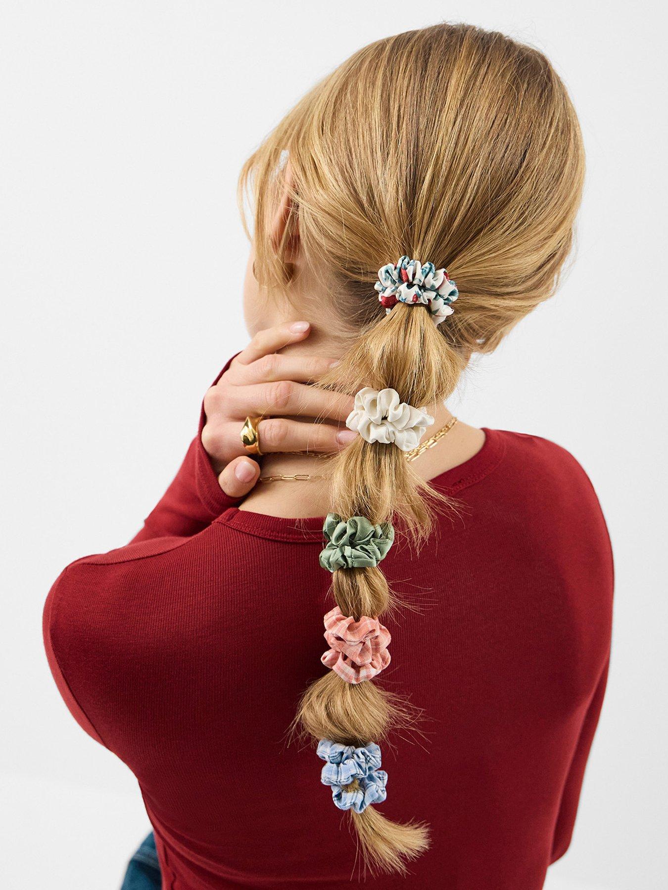 Image 2 of 3 of Accessorize 5-pack Strawberry Check Hair Scrunchies