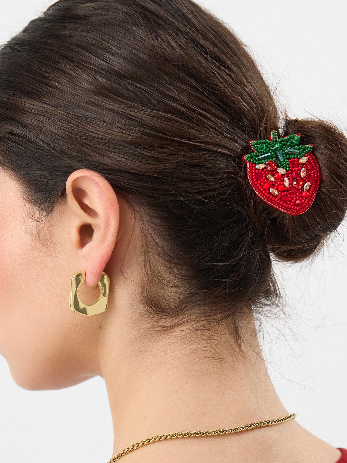  image of accessorize-beaded-strawberry-hair-tie