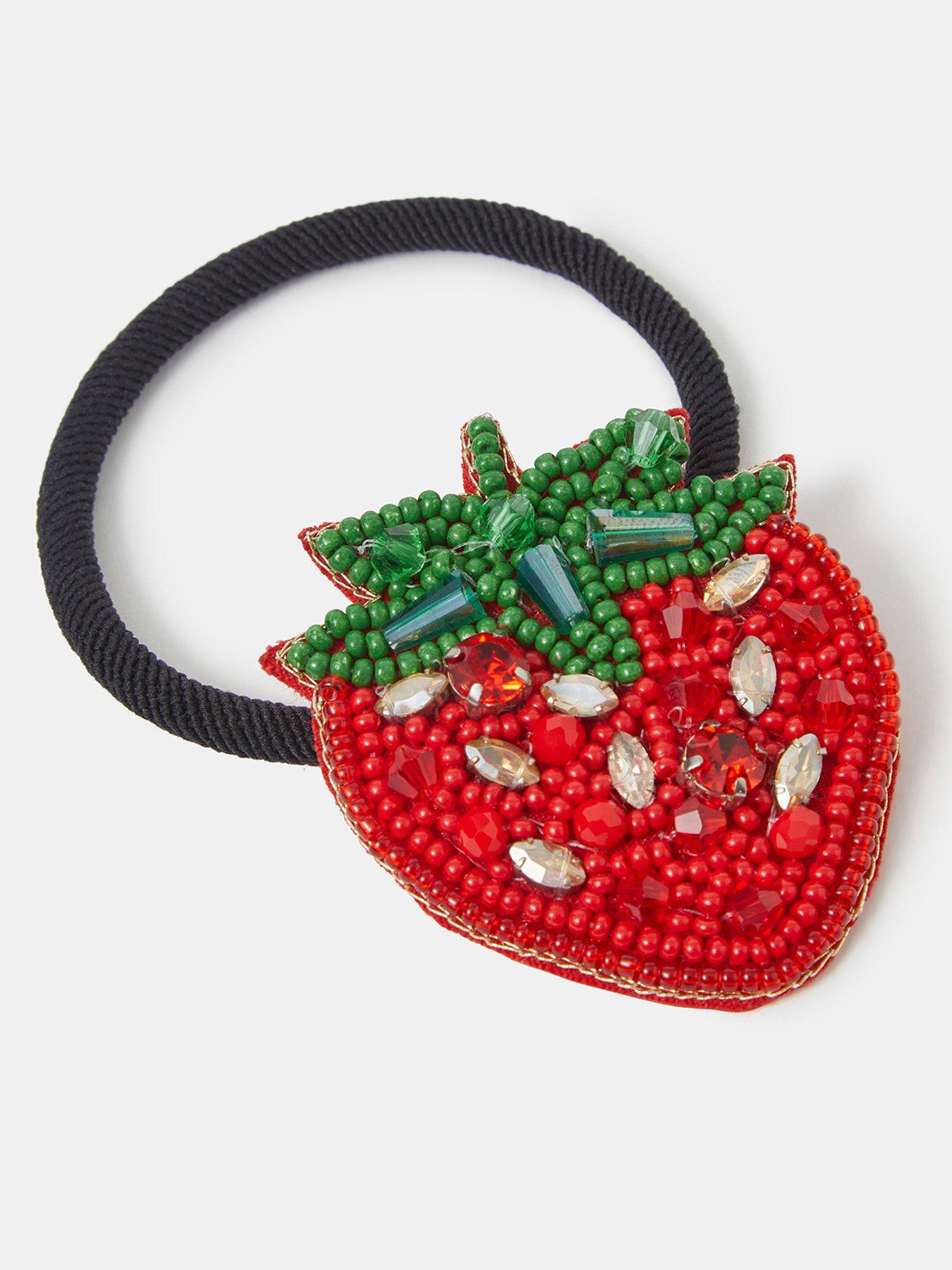  image of accessorize-beaded-strawberry-hair-tie
