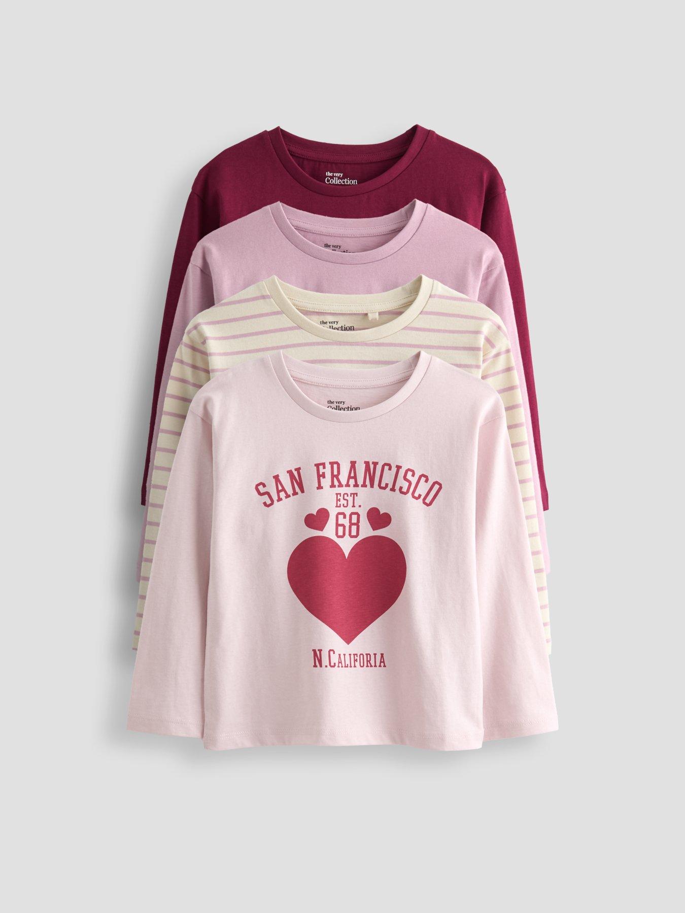 Image 1 of 5 of The Very Collection Girls 4 Pack Cotton Long Sleeve T-Shirts - Print