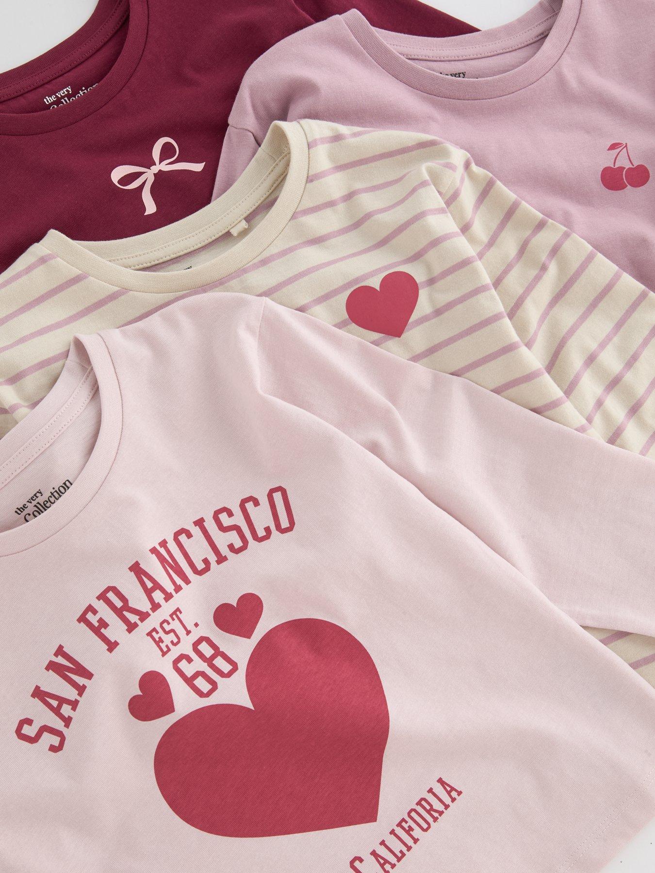 Image 5 of 5 of The Very Collection Girls 4 Pack Cotton Long Sleeve T-Shirts - Print