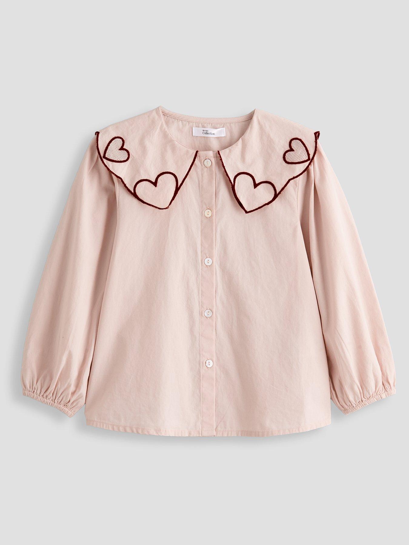 The Very Collection Girls Heart Collar Blouse - Pink