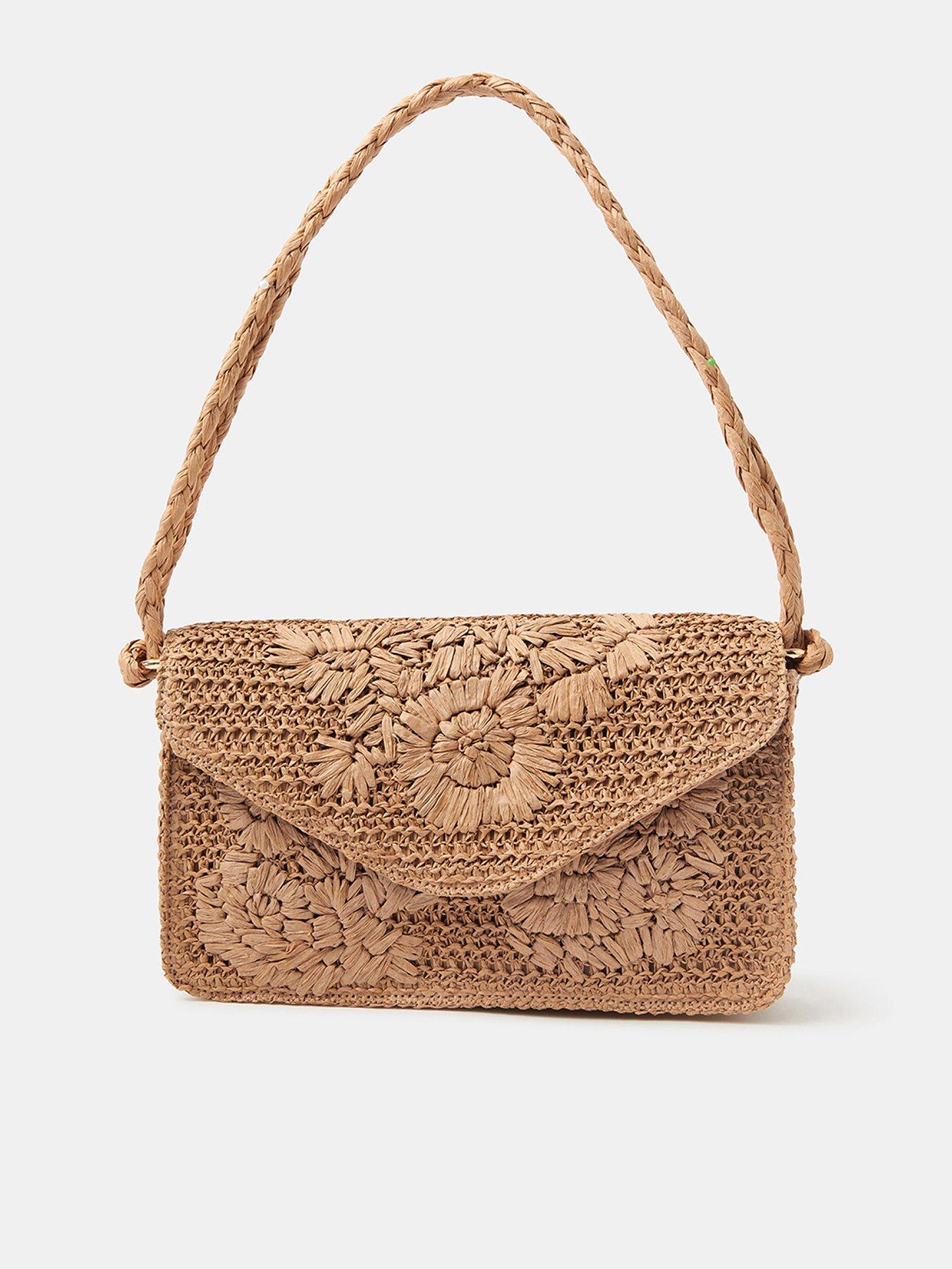 Accessorize Floral Raffia Shoulder Bag
