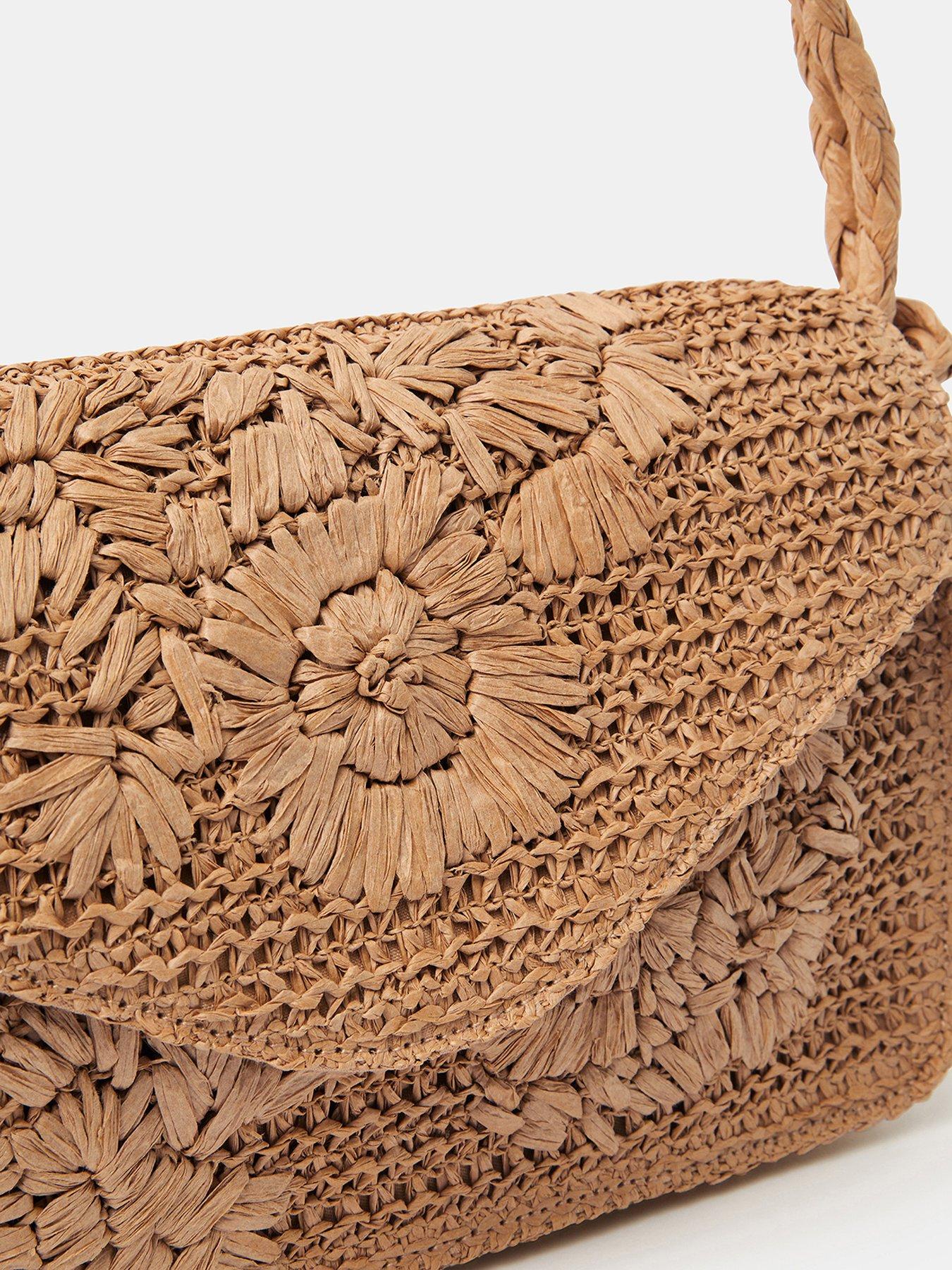 image of accessorize-floral-raffia-shoulder-bag