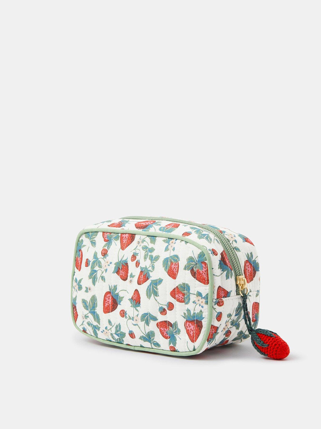  image of accessorize-strawberry-print-quilted-make-up-bag