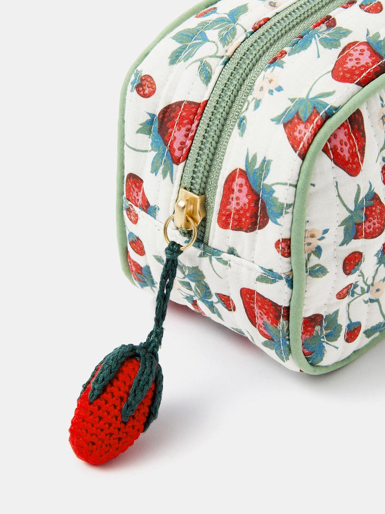  image of accessorize-strawberry-print-quilted-make-up-bag