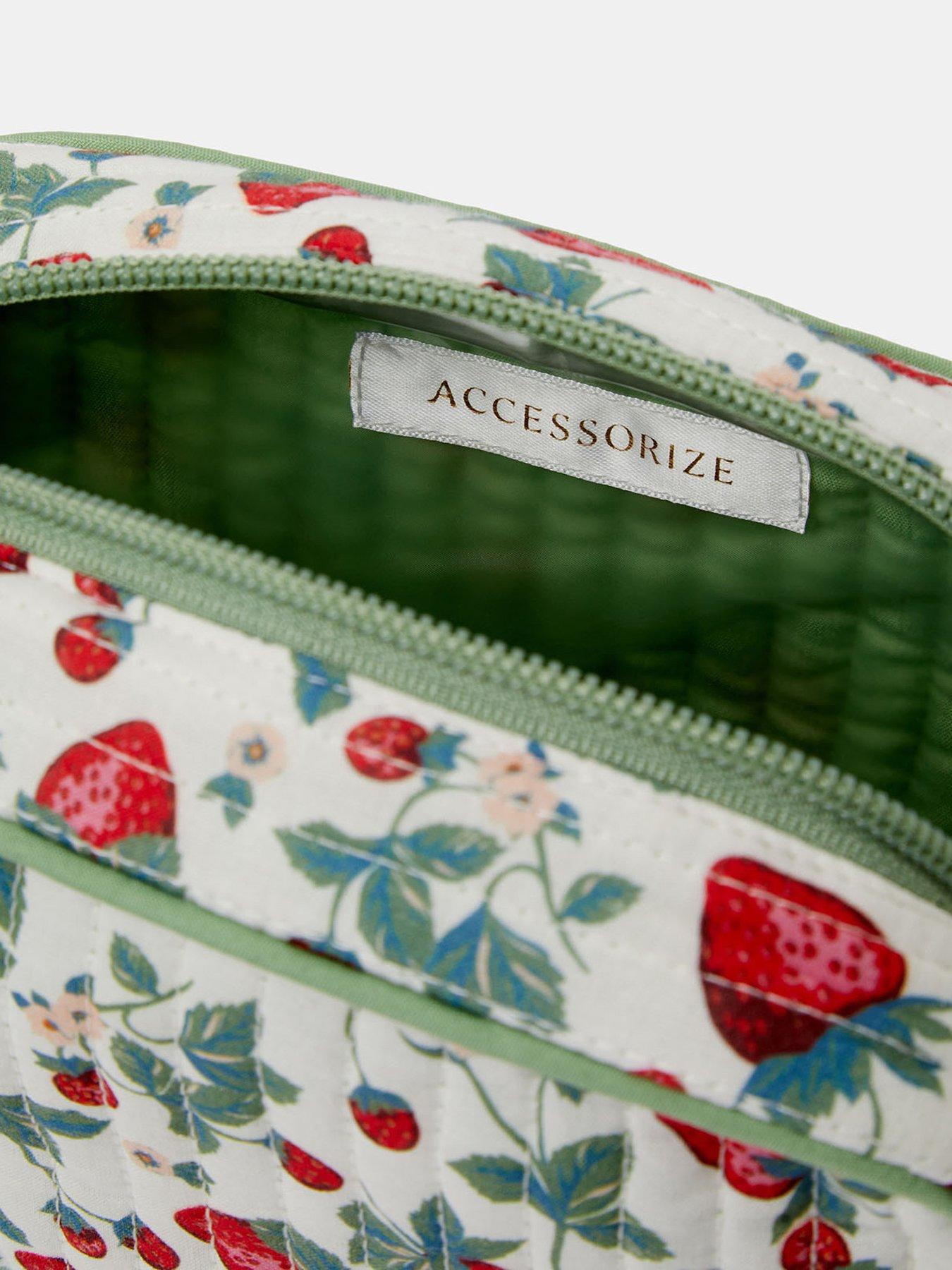  image of accessorize-strawberry-print-quilted-make-up-bag