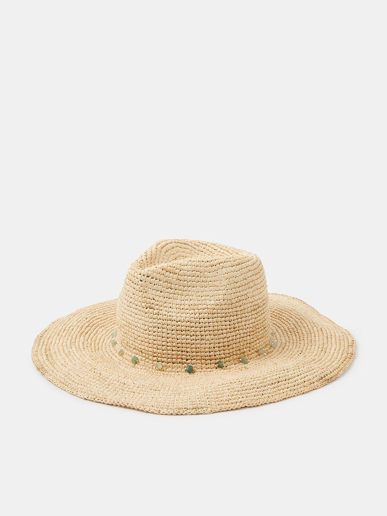 front image of accessorize-bead-trim-fedora-hat