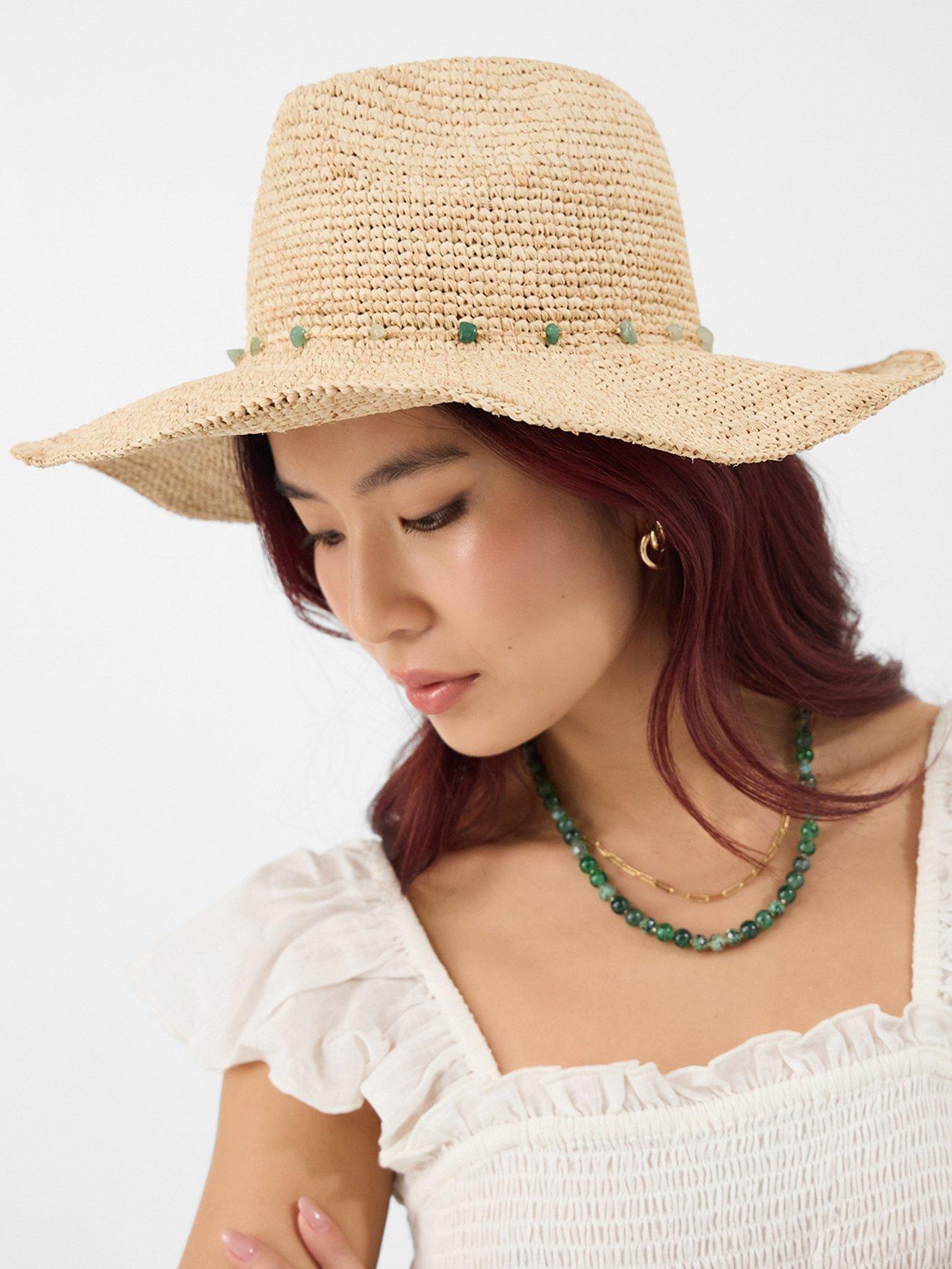 stillFront image of accessorize-bead-trim-fedora-hat