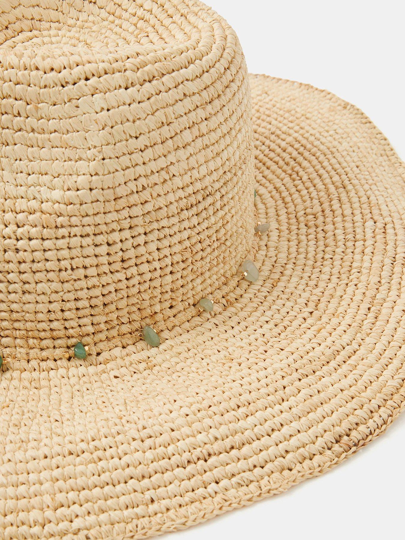  image of accessorize-bead-trim-fedora-hat