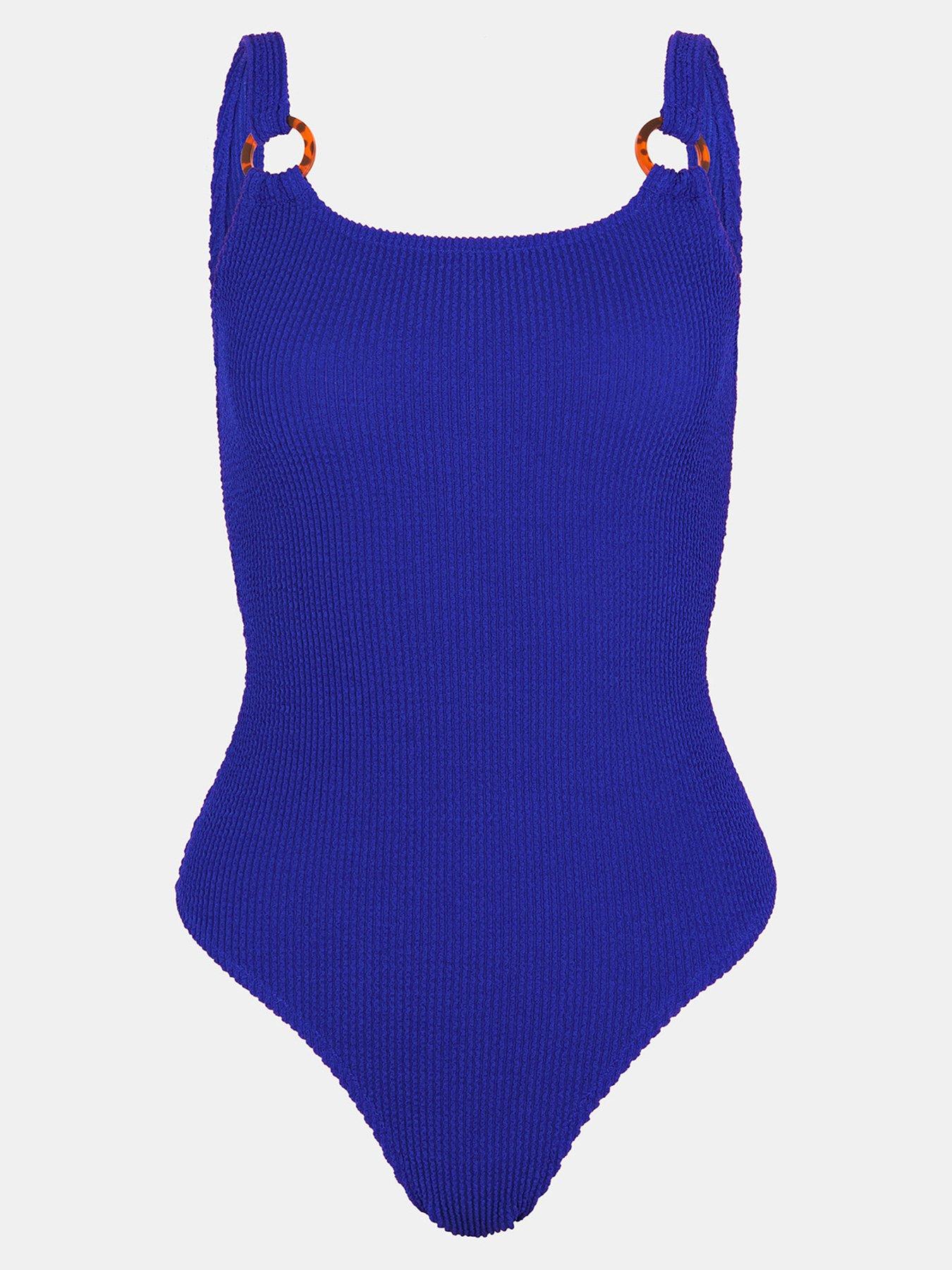  image of accessorize-strap-detail-crinkle-textured-swimsuit