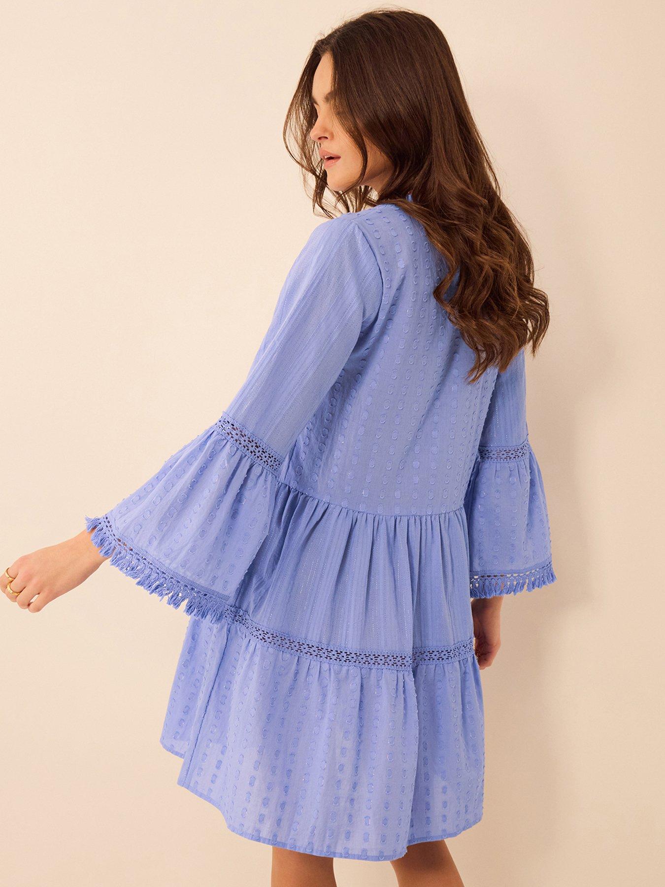 stillFront image of accessorize-flute-sleeve-dobby-beach-dress