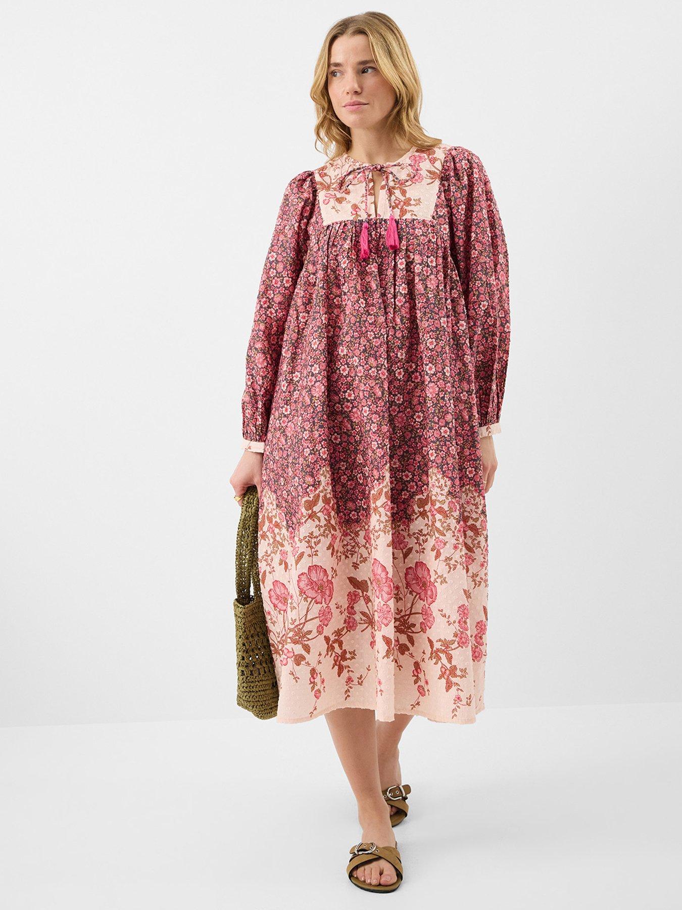 Accessorize Floral Print Long Sleeve Midi Dress