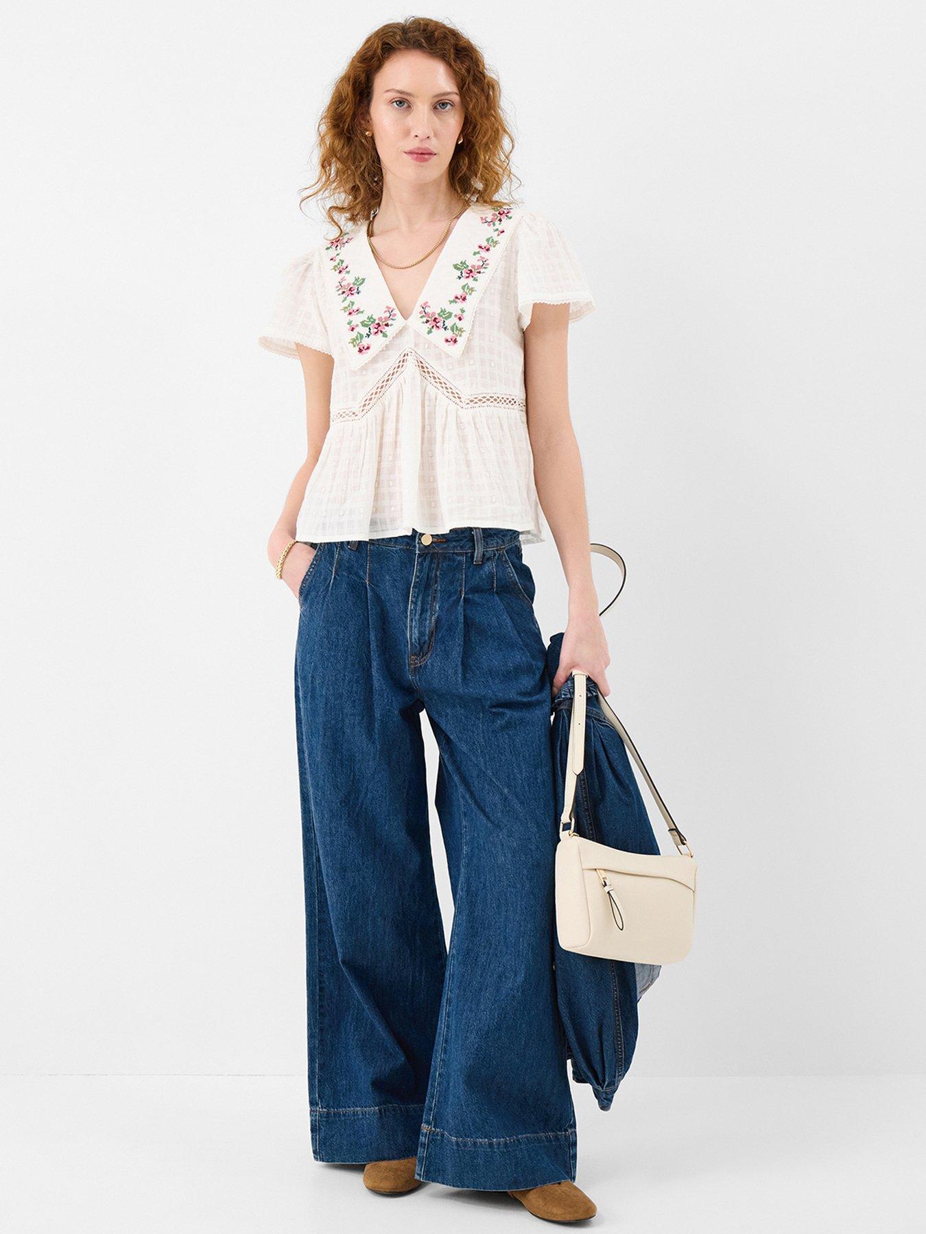  image of accessorize-floral-embroidered-collar-blouse