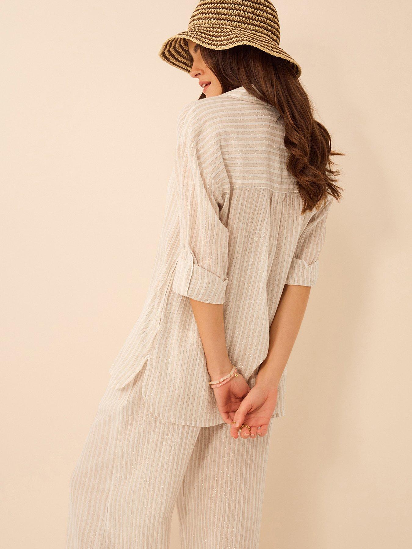  image of accessorize-shimmer-stripe-long-sleeve-shirt