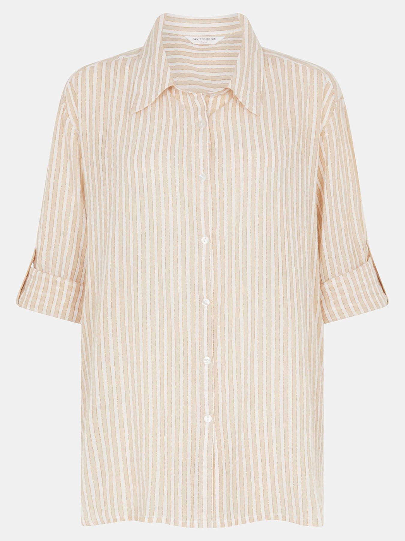  image of accessorize-shimmer-stripe-long-sleeve-shirt
