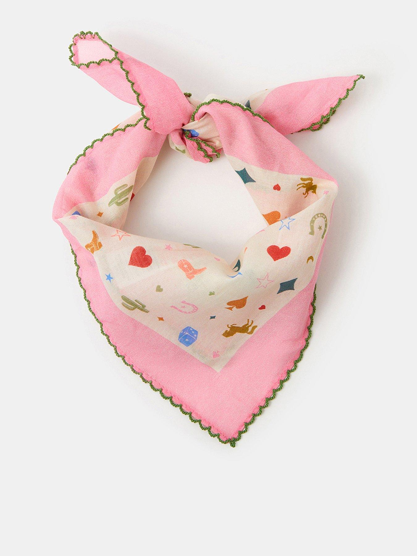 front image of accessorize-cowboy-print-square-cotton-scarf