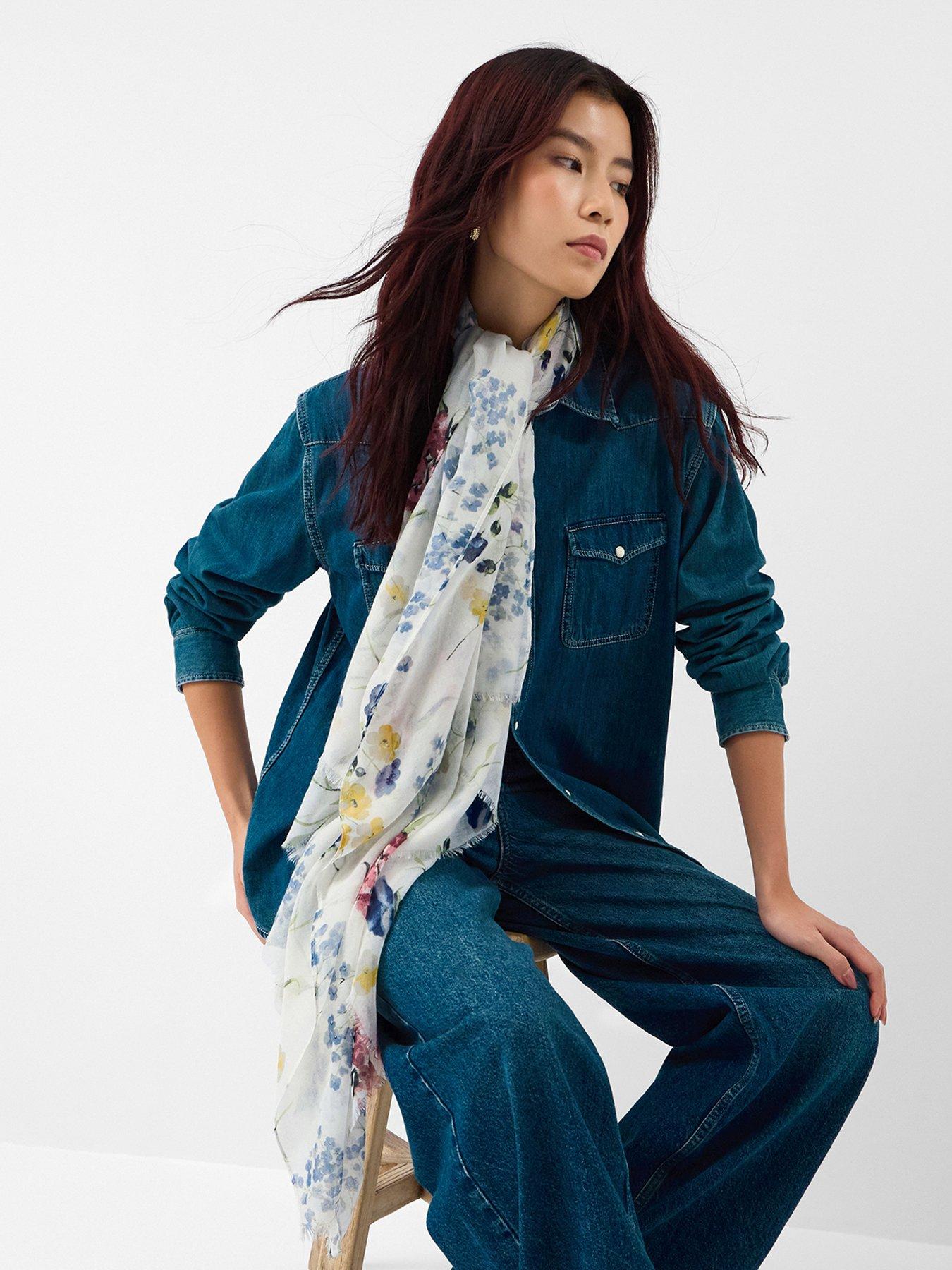 stillFront image of accessorize-lightweight-gardenia-print-scarf
